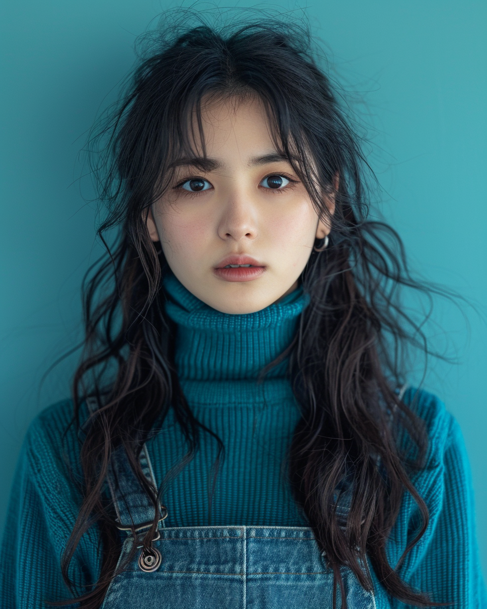 AI generated: Midjourney prompt: a girl wearing overalls poses for the camera, in t... (Midjourney - Photography)