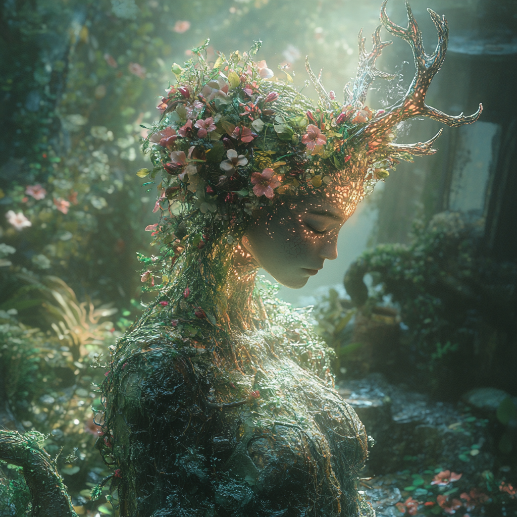 AI generated: Midjourney prompt: ((style of Craig Ellen Jewett)), 8k_UED, (((1nymph... (Midjourney - Concept Art)