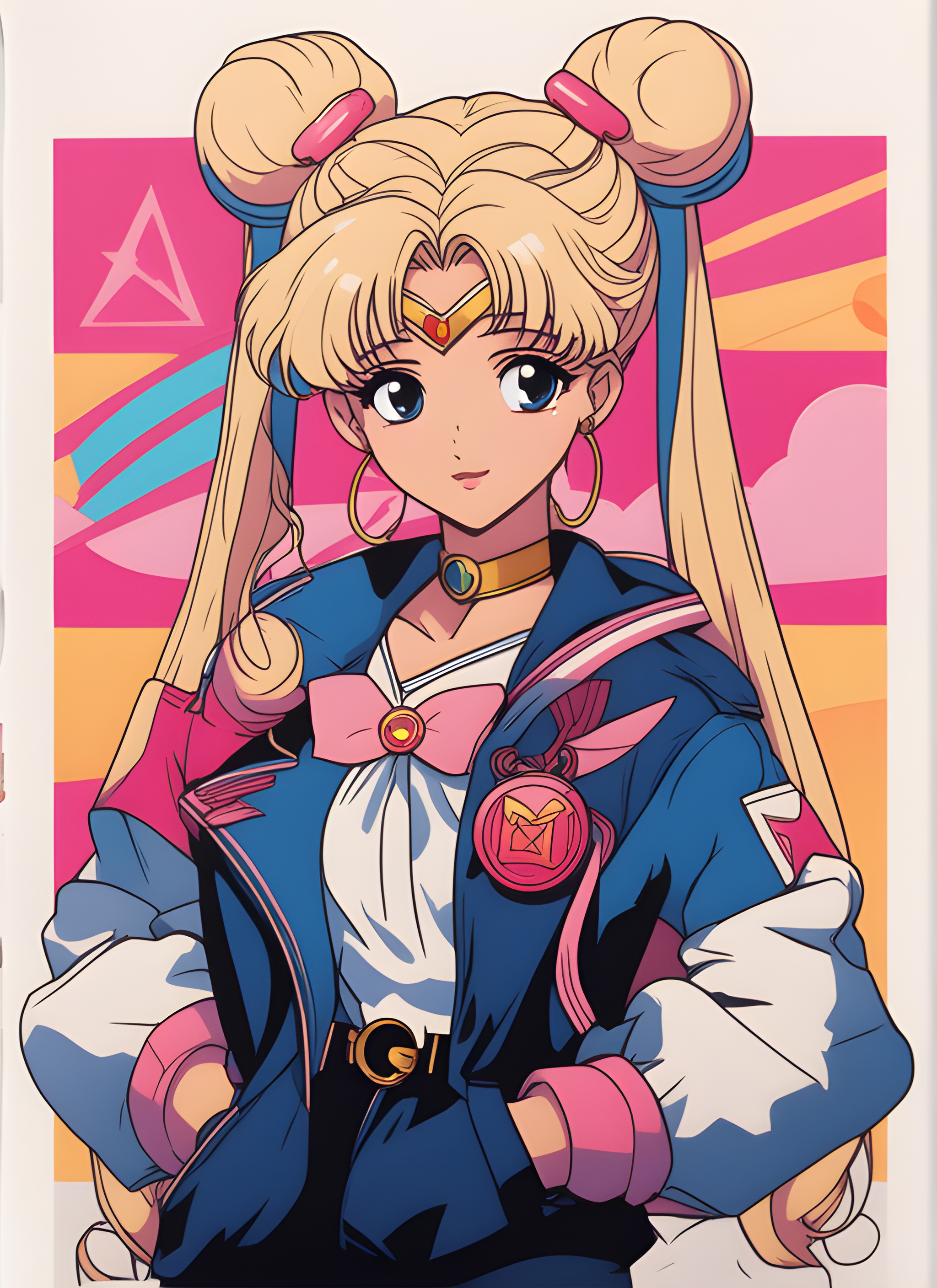 ReV Animated prompt: anime girl with blonde hair and a jacket with a pi... - ReV Animated