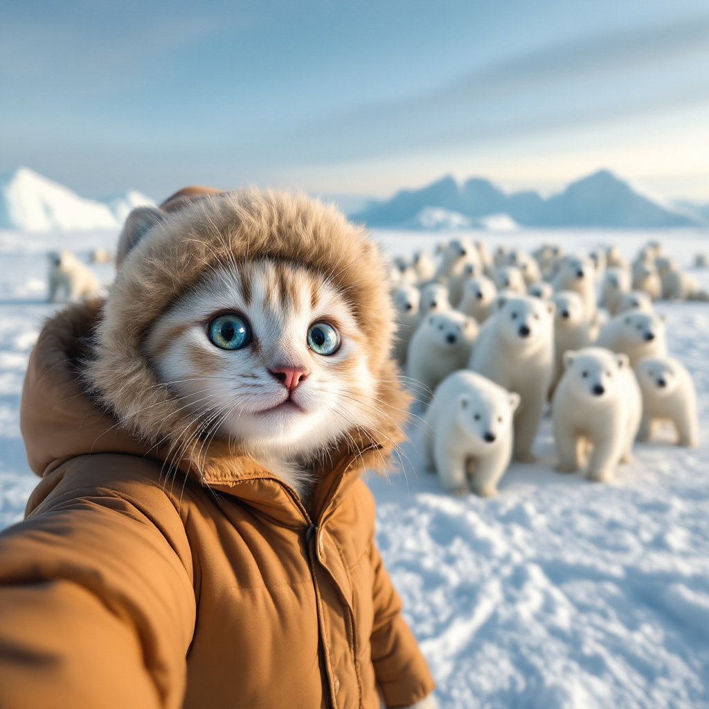 AI generated: FLUX prompt: In the snow, there is an ice field with many pola... (FLUX - Animals & Nature)
