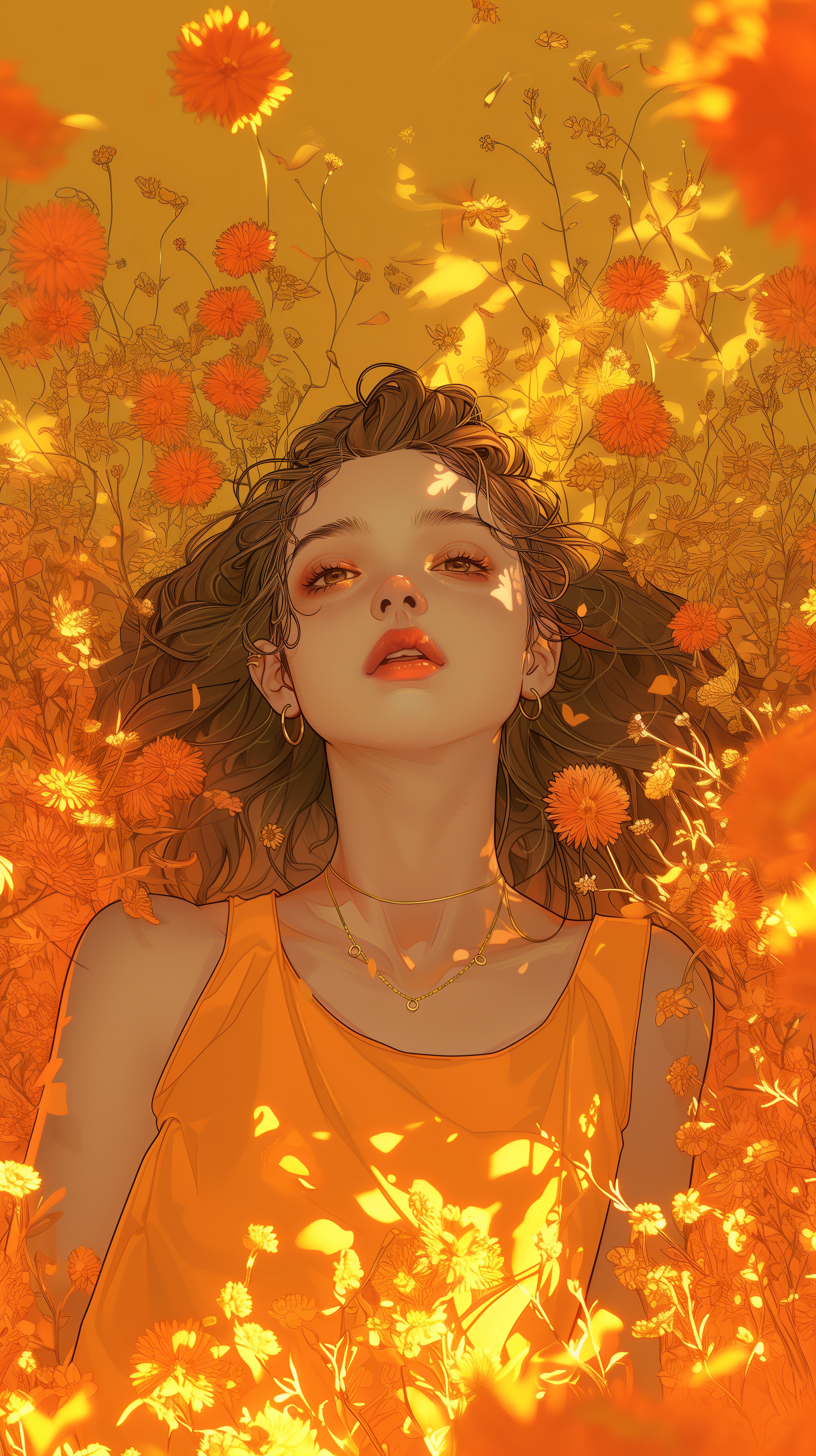 Midjourney prompt: illustration art, upper-body, girl, gaze, bright b... - Midjourney