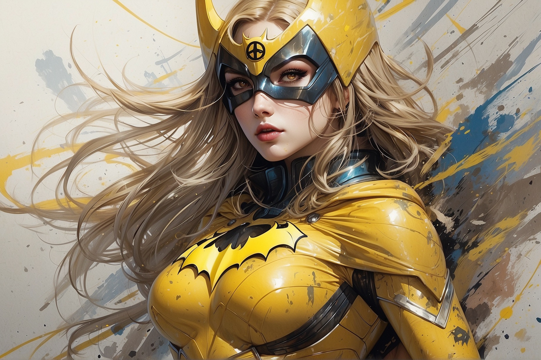 Stable Diffusion prompt: a masterpiece, batgirl/supergirl...