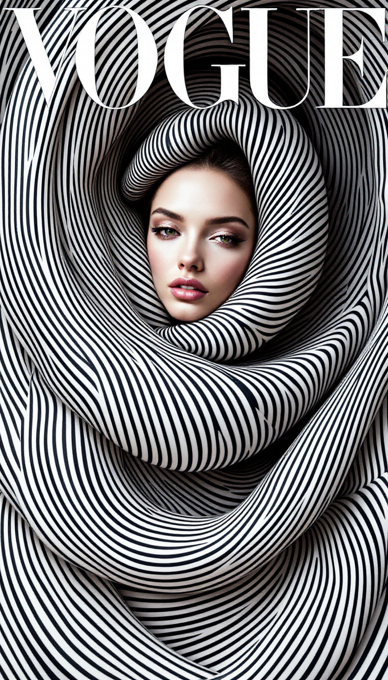 AI generated: FLUX prompt: VOGUE magazine cover featuring a mesmerizing woman... (FLUX - Fashion)