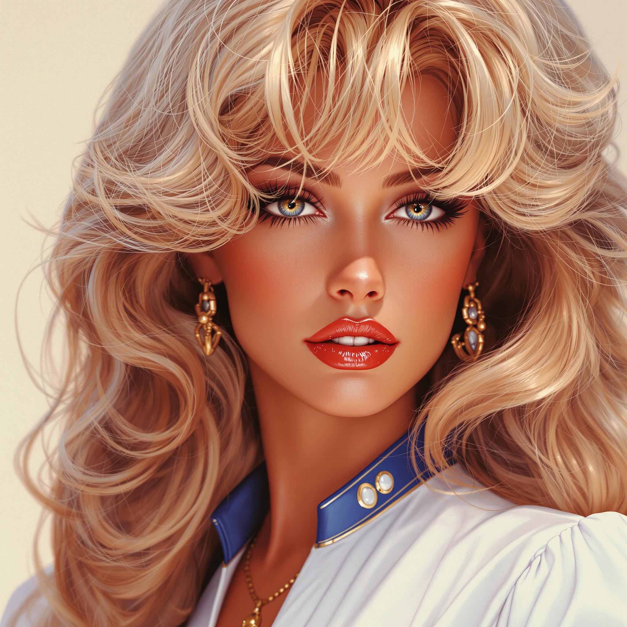 صورة مولدة بالذكاء الاصطناعي: FLUX prompt: a close up of Farrah Fawcett in a white dress with... (نموذج FLUX - أنمي)