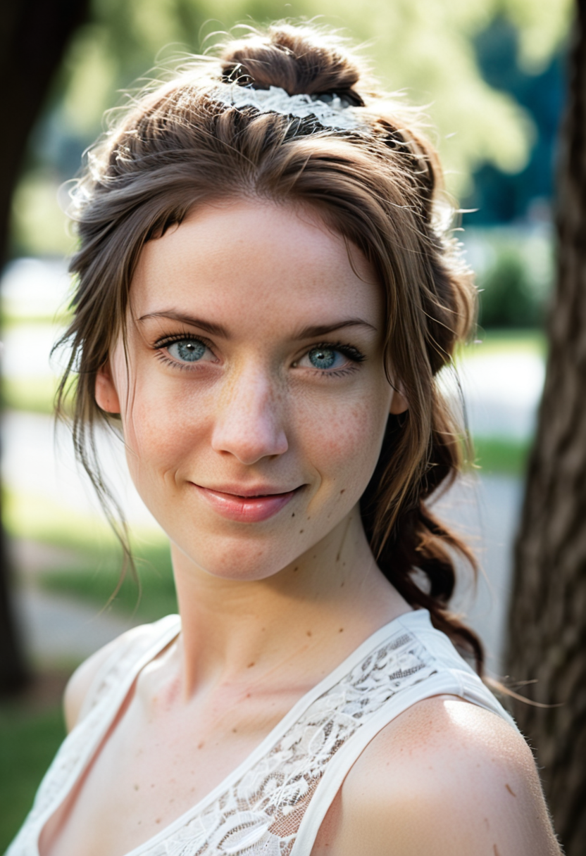 RealVisXL V4.0 prompt: This is a photograph of a woman walking outside wi... - RealVisXL V4.0