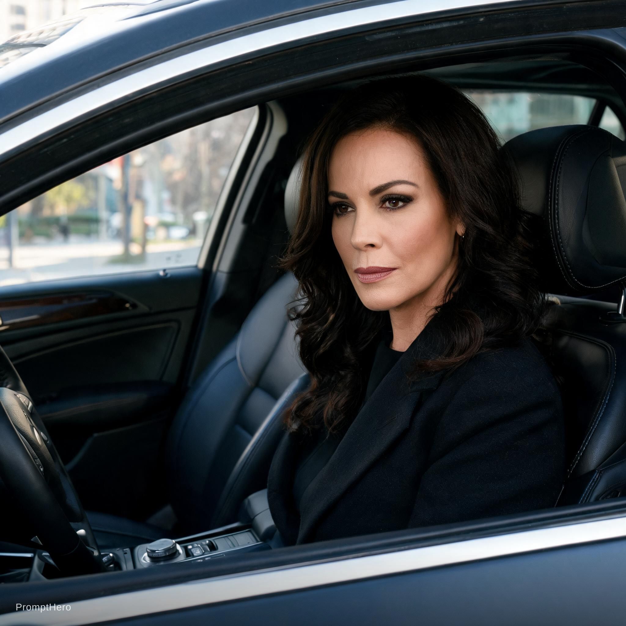 صورة مولدة بالذكاء الاصطناعي: Seedream 5 prompt: Lana Parrilla in the car (نموذج Seedream 5 - فن مفاهيمي)