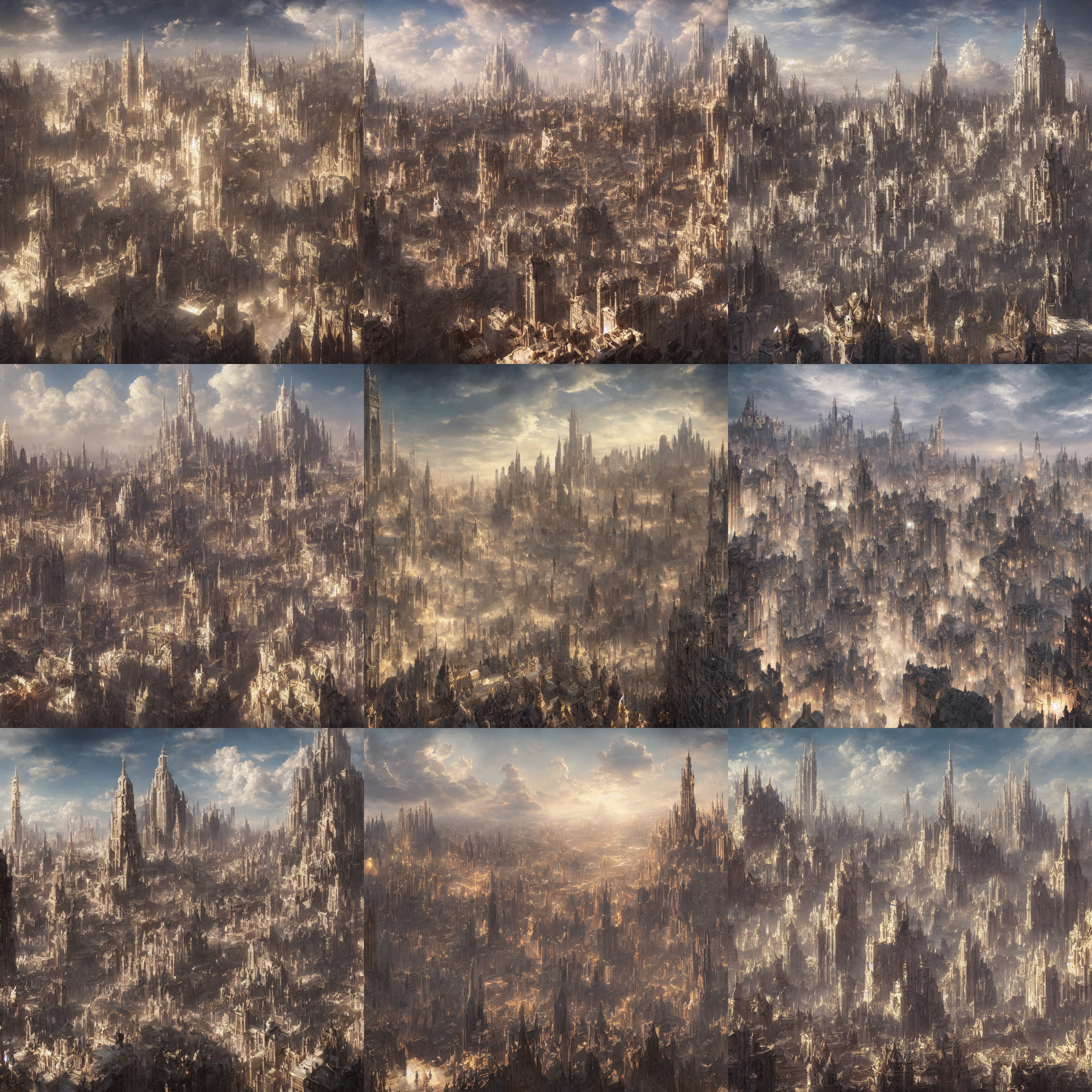 Stable Diffusion prompt: beautiful fantasy city made from...