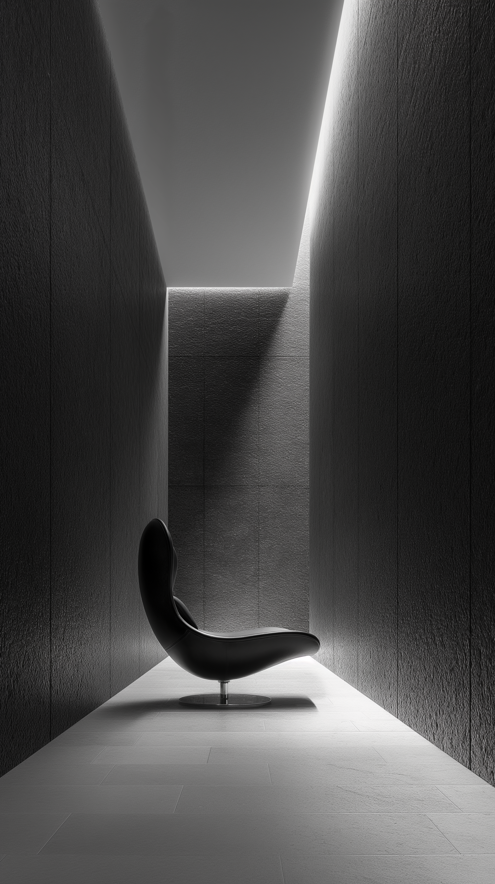 AI generated: Midjourney prompt: minimalist corridor featuring high contrast betwee... (Midjourney - Interior Design)