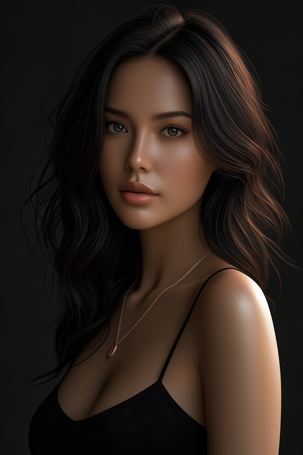 Midjourney prompt: A portrait of a young beautiful girl, smiling, Asy... - Midjourney