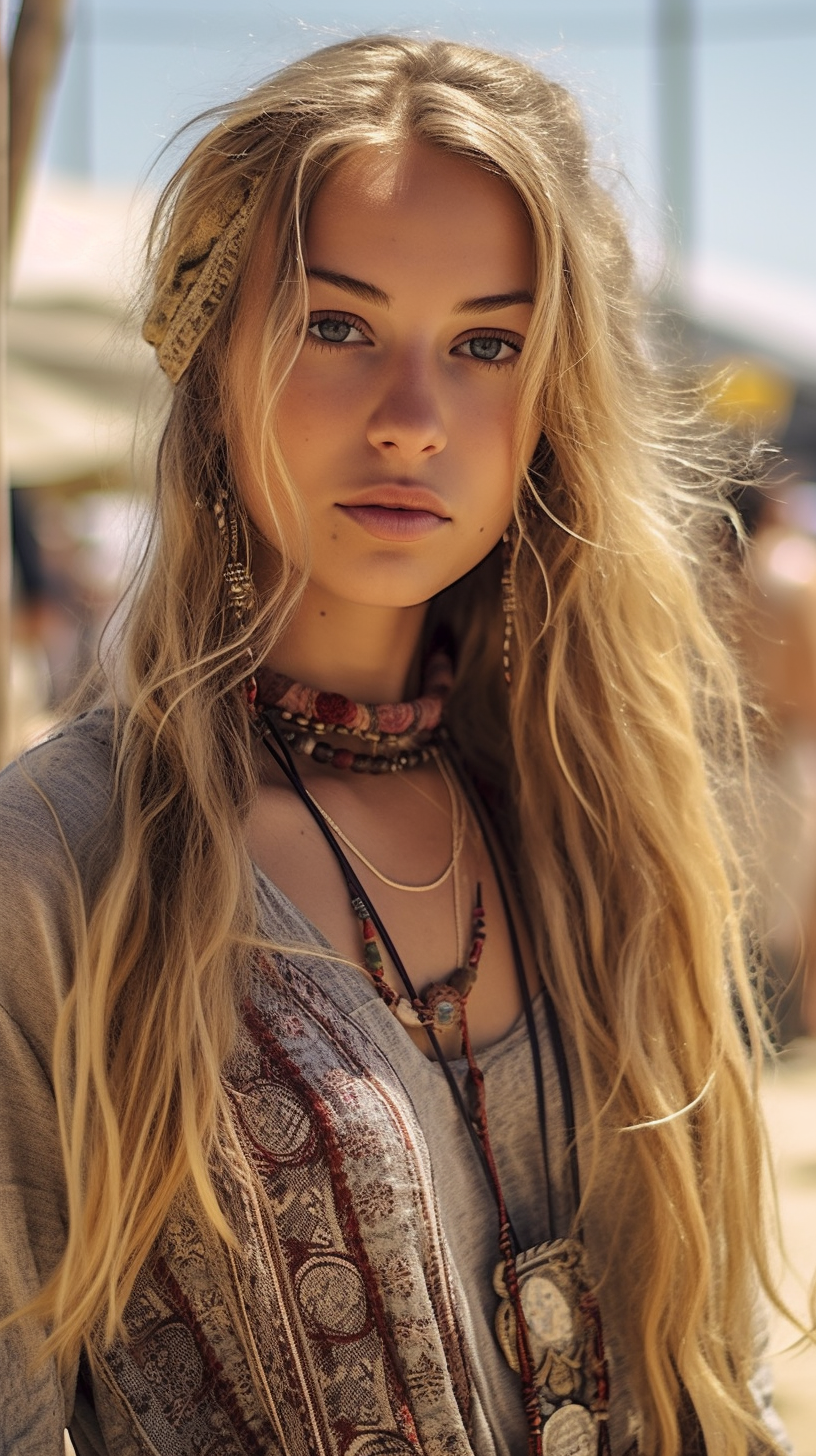 AI generated: Midjourney prompt: Human, woman, looking into camera, highly detailed... (Midjourney - Portraits)