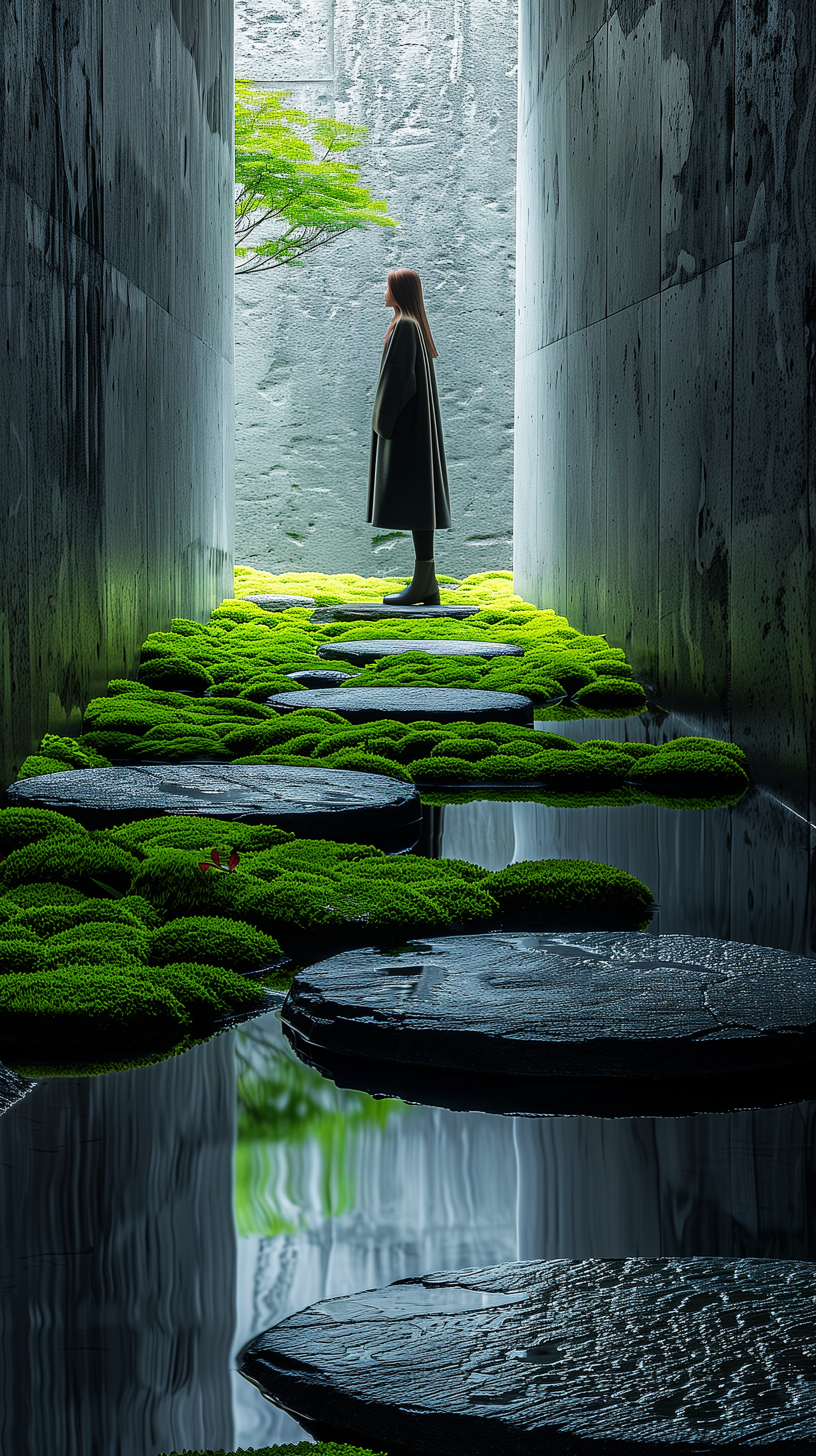 tadao ando concrete house daylight water garden minimal