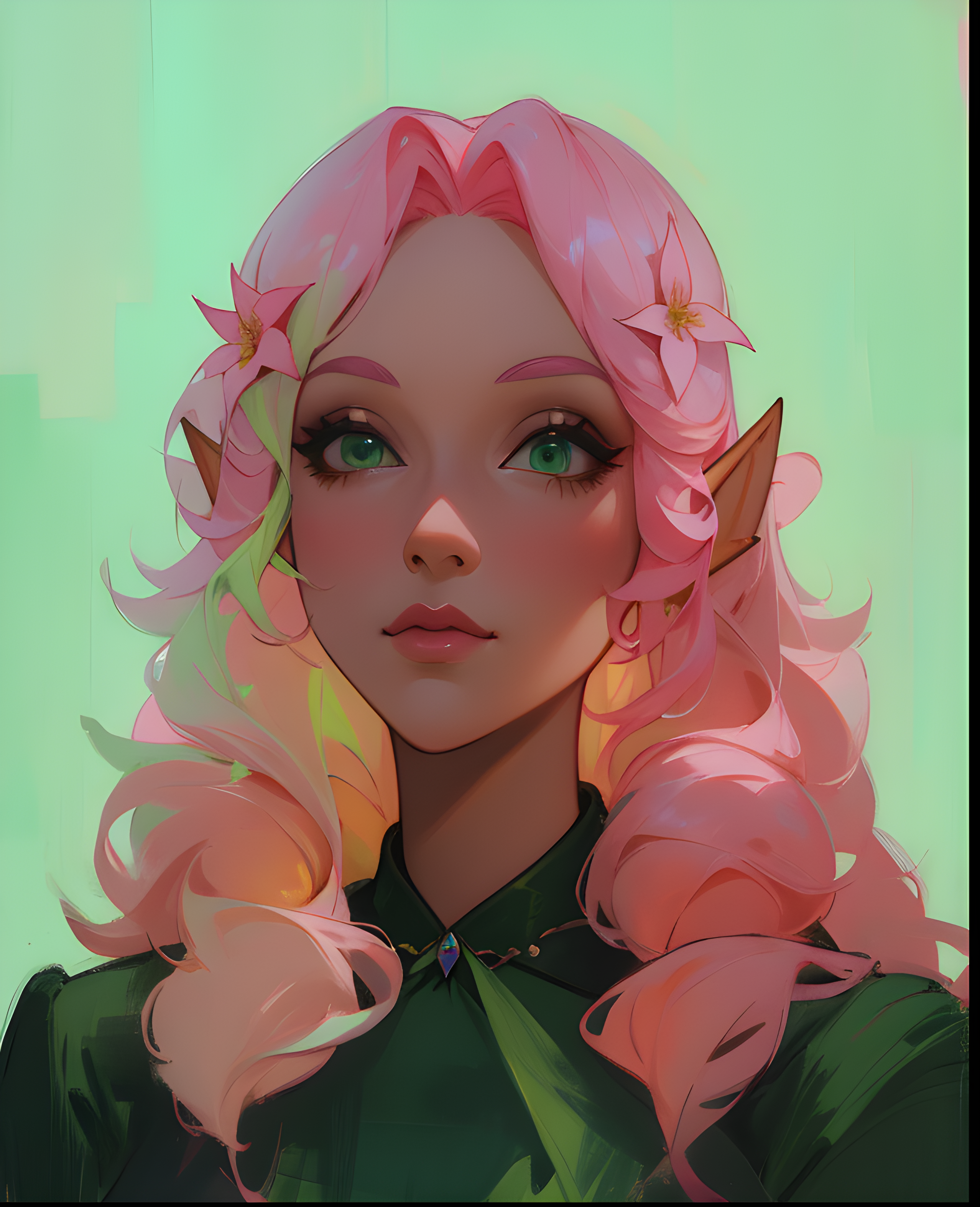 DreamShaper prompt: a painting of a woman with pink hair, inspired by ... - DreamShaper