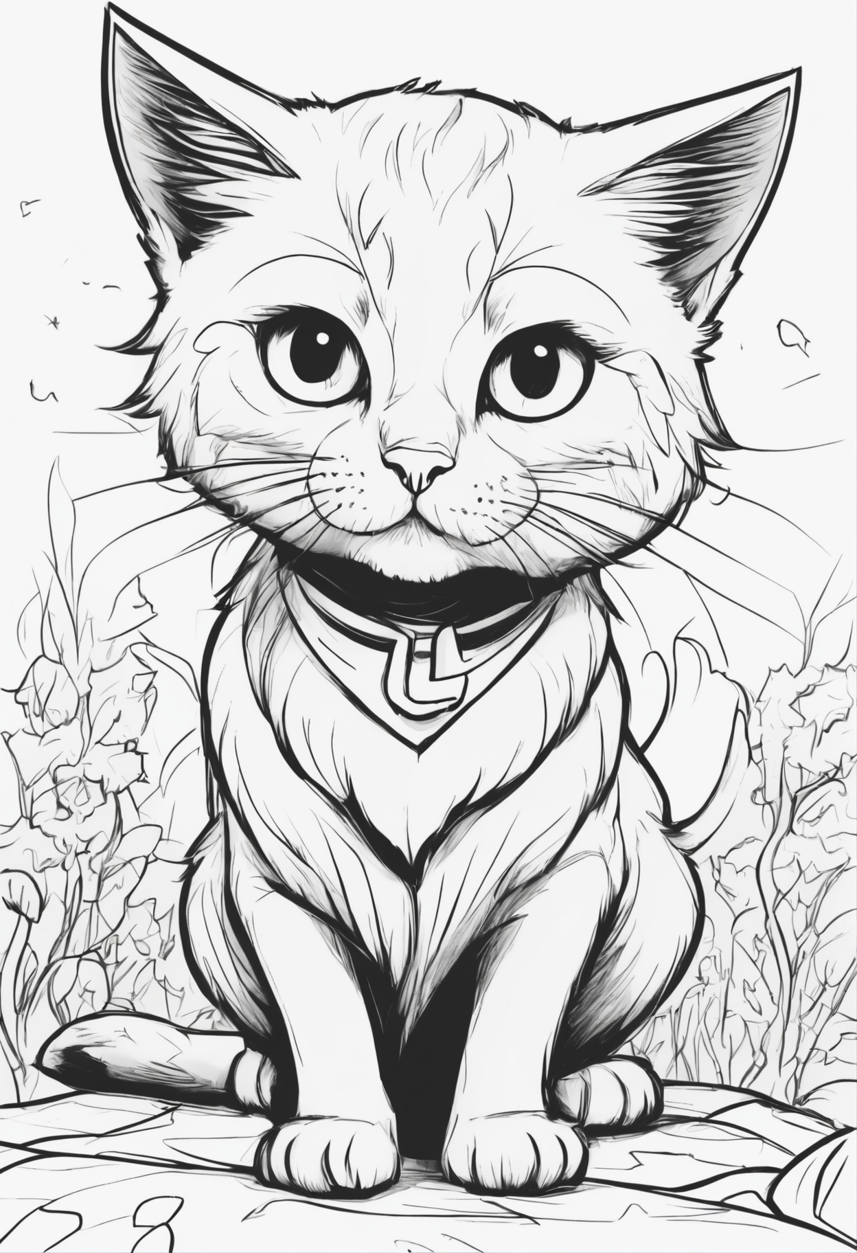AI generated: "Kitty" Coloring book (DreamShaper - Character Design)