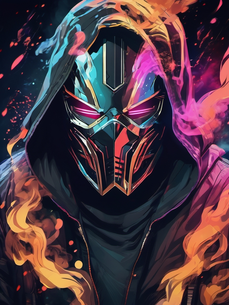 AI generated: Stable Diffusion prompt: portrait of a badass person in mask, brutal, light... (Stable Diffusion - Portraits)