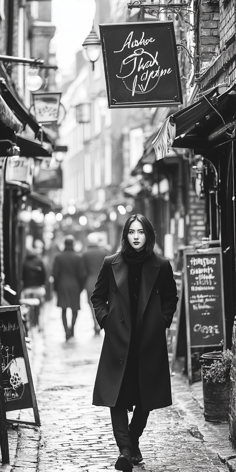 صورة مولدة بالذكاء الاصطناعي: Midjourney prompt: Black and white street photography of an attractiv... (نموذج Midjourney - تصوير فوتوغرافي)