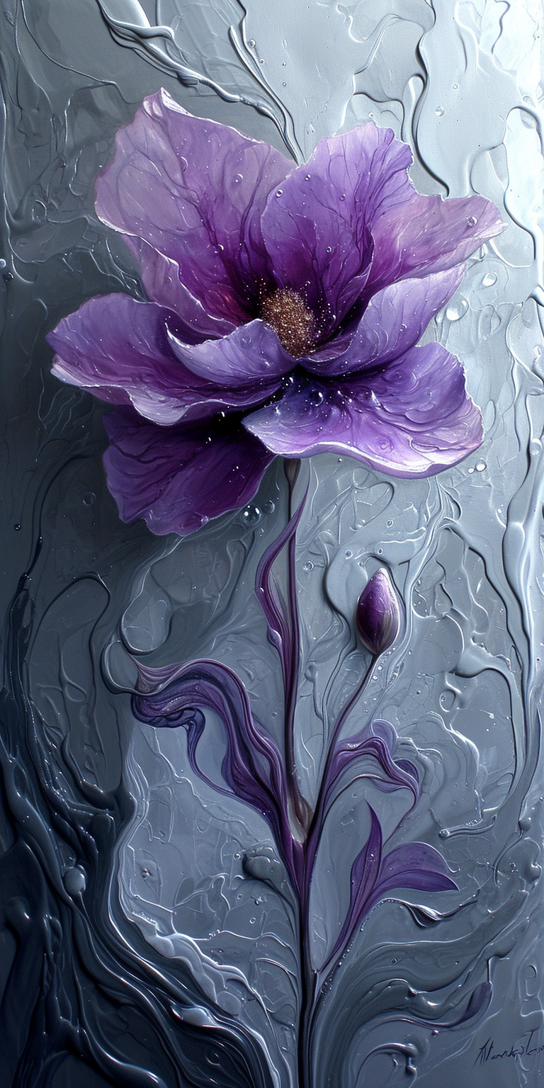 Midjourney prompt: surrealist painting of water droplets on the stem ... - Midjourney