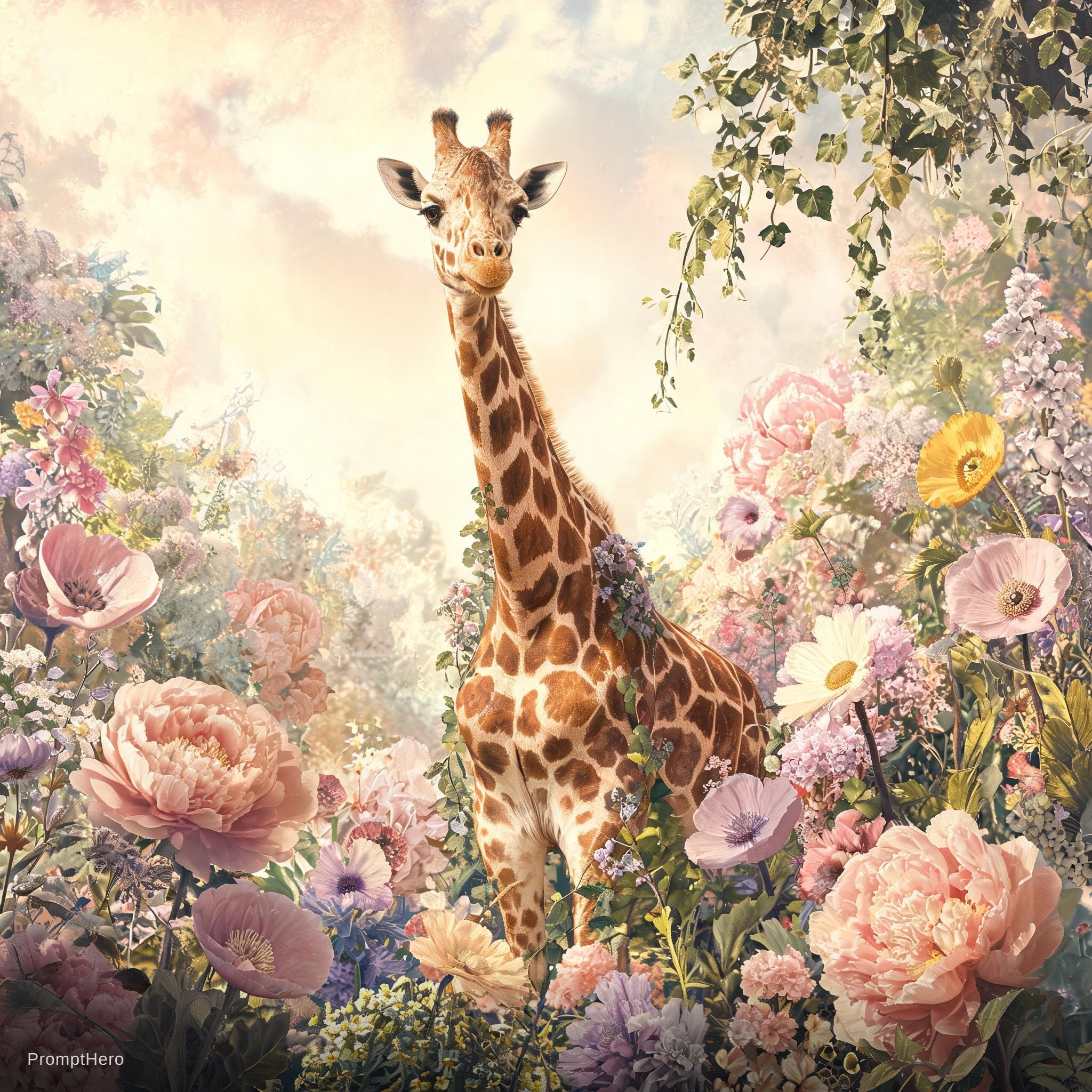 Seedream 5 prompt: giraffe in flowers by artist arne thun, in the sty... - Seedream 5