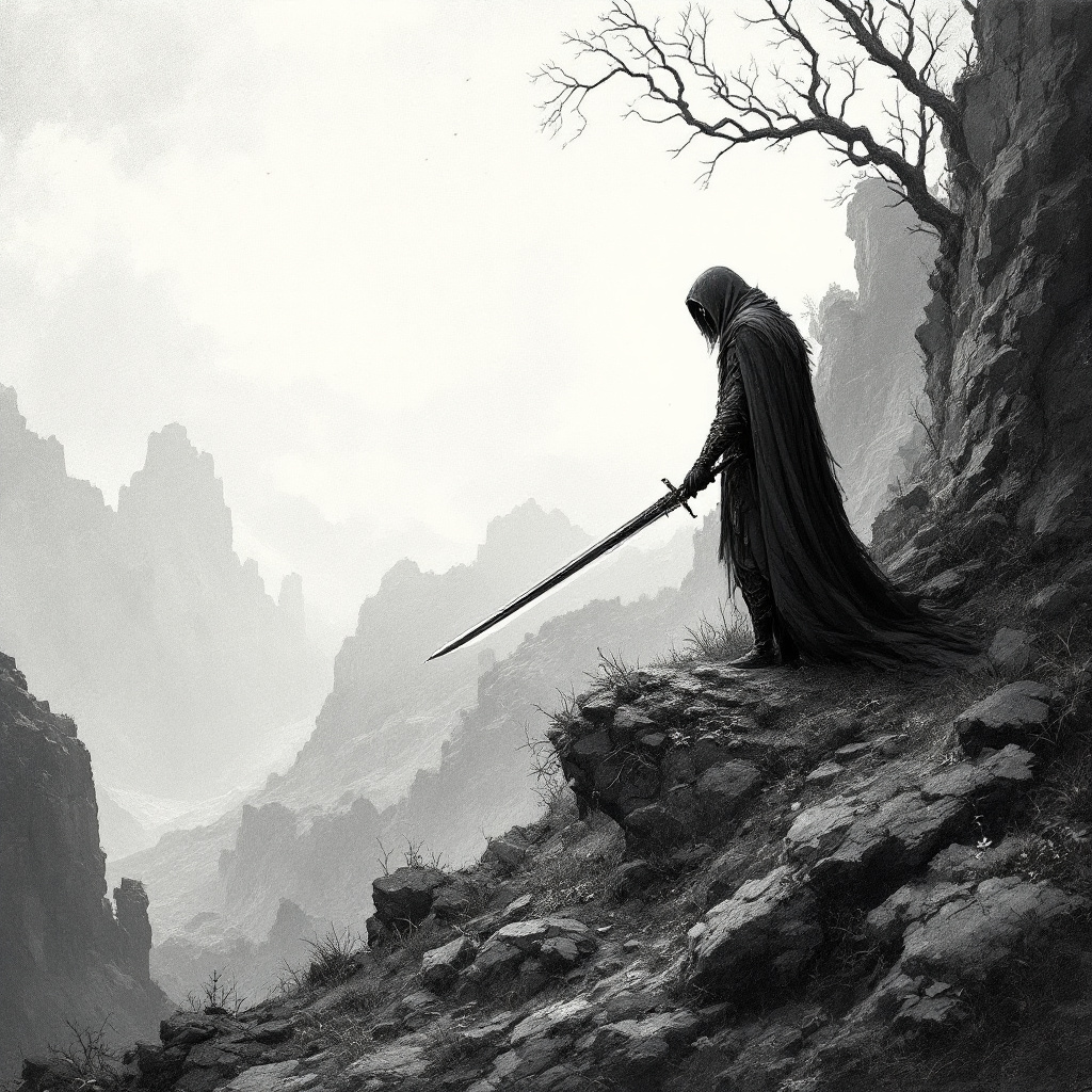 صورة مولدة بالذكاء الاصطناعي: FLUX prompt: Master I was of blood never denied, knowing ... (نموذج FLUX - فن مفاهيمي)
