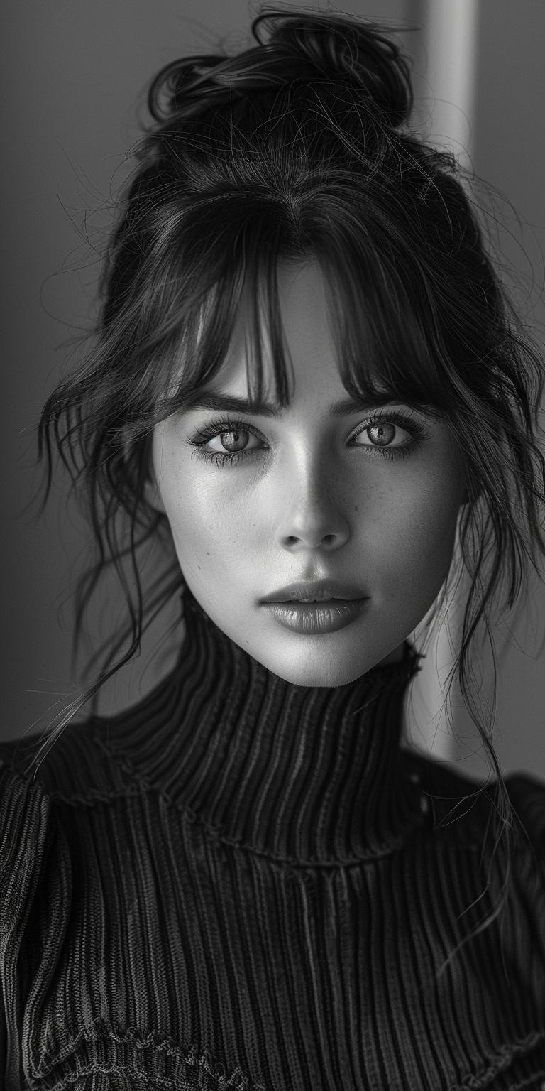 Midjourney prompt: fashion photography, cover photo, black and white,... - Midjourney