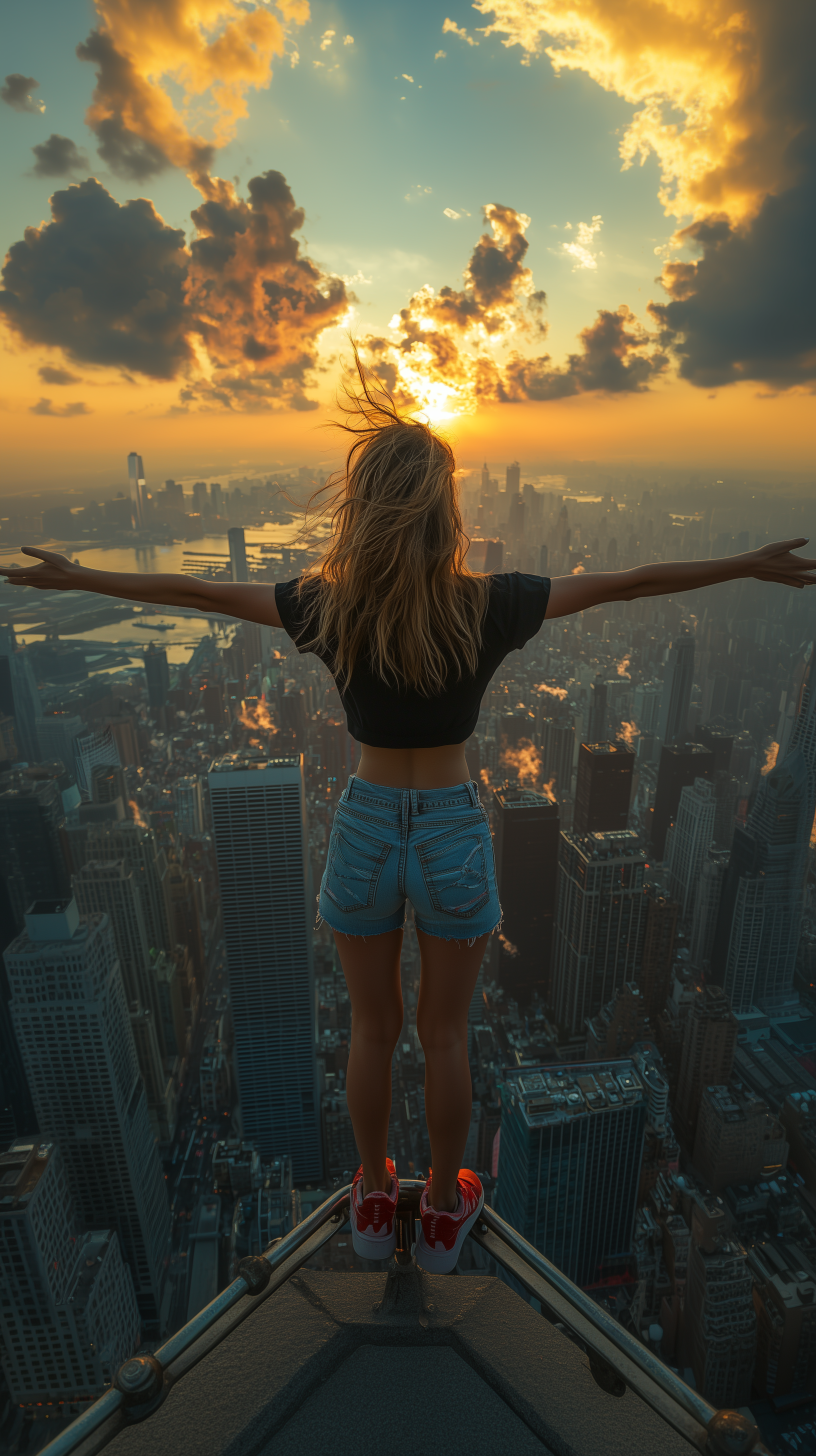 Midjourney prompt: wide shot, detail-rich photograph of a woman expre... - Midjourney