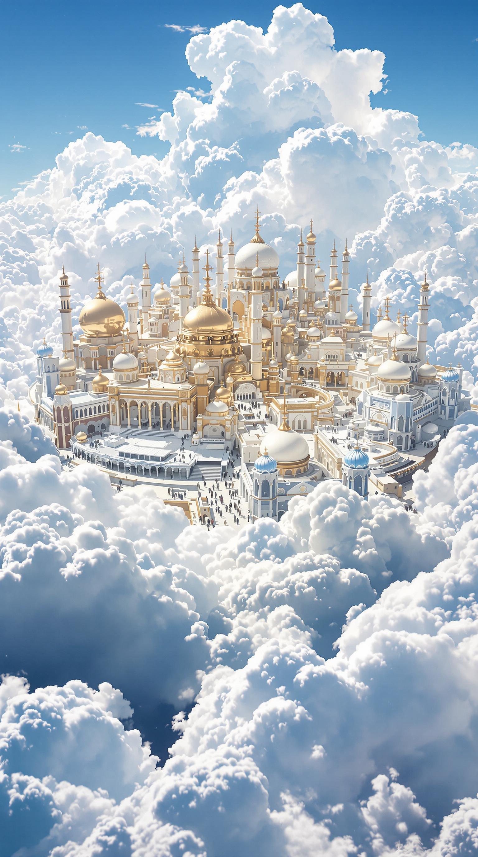 صورة مولدة بالذكاء الاصطناعي: FLUX prompt: The sky, a vast golden city in the distance, surro... (نموذج FLUX - فن مفاهيمي)