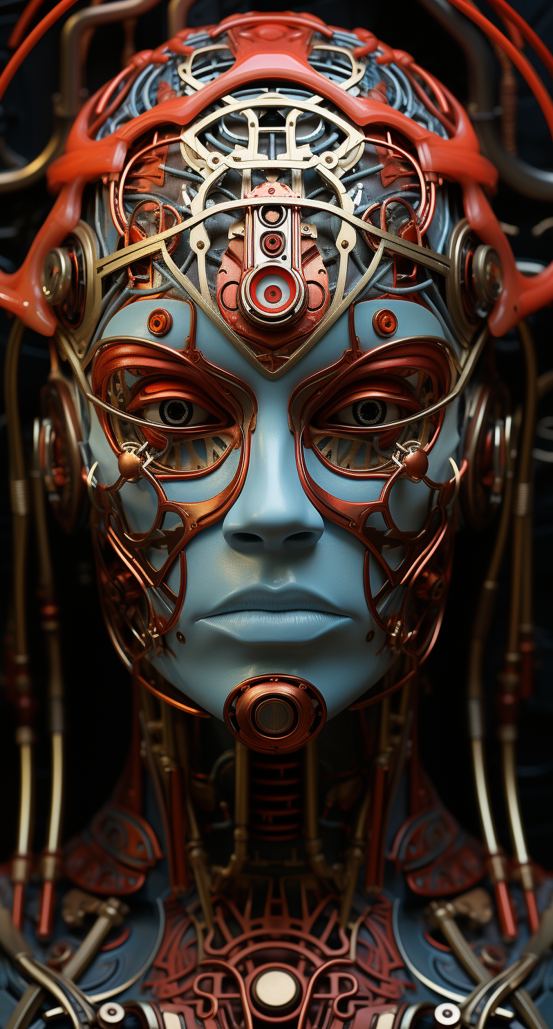 AI generated: Midjourney prompt: a simulated human head modeled out of different pa... (Midjourney - Character Design)