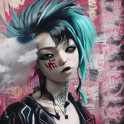 Stable Diffusion prompt: Concept art of a punk rock asian...