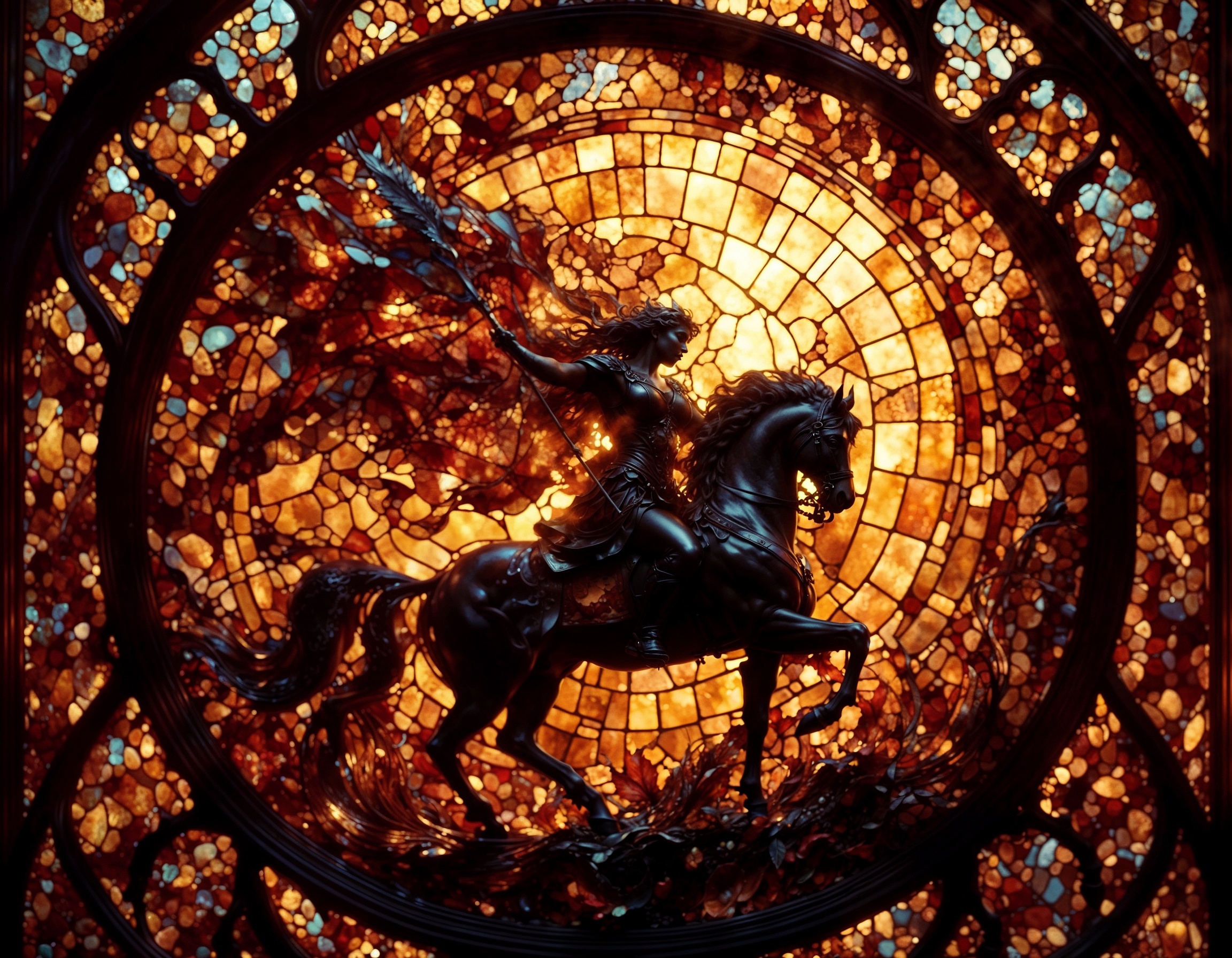 AI generated: Stained Glass Horse Rider (Stable Diffusion - Architecture)