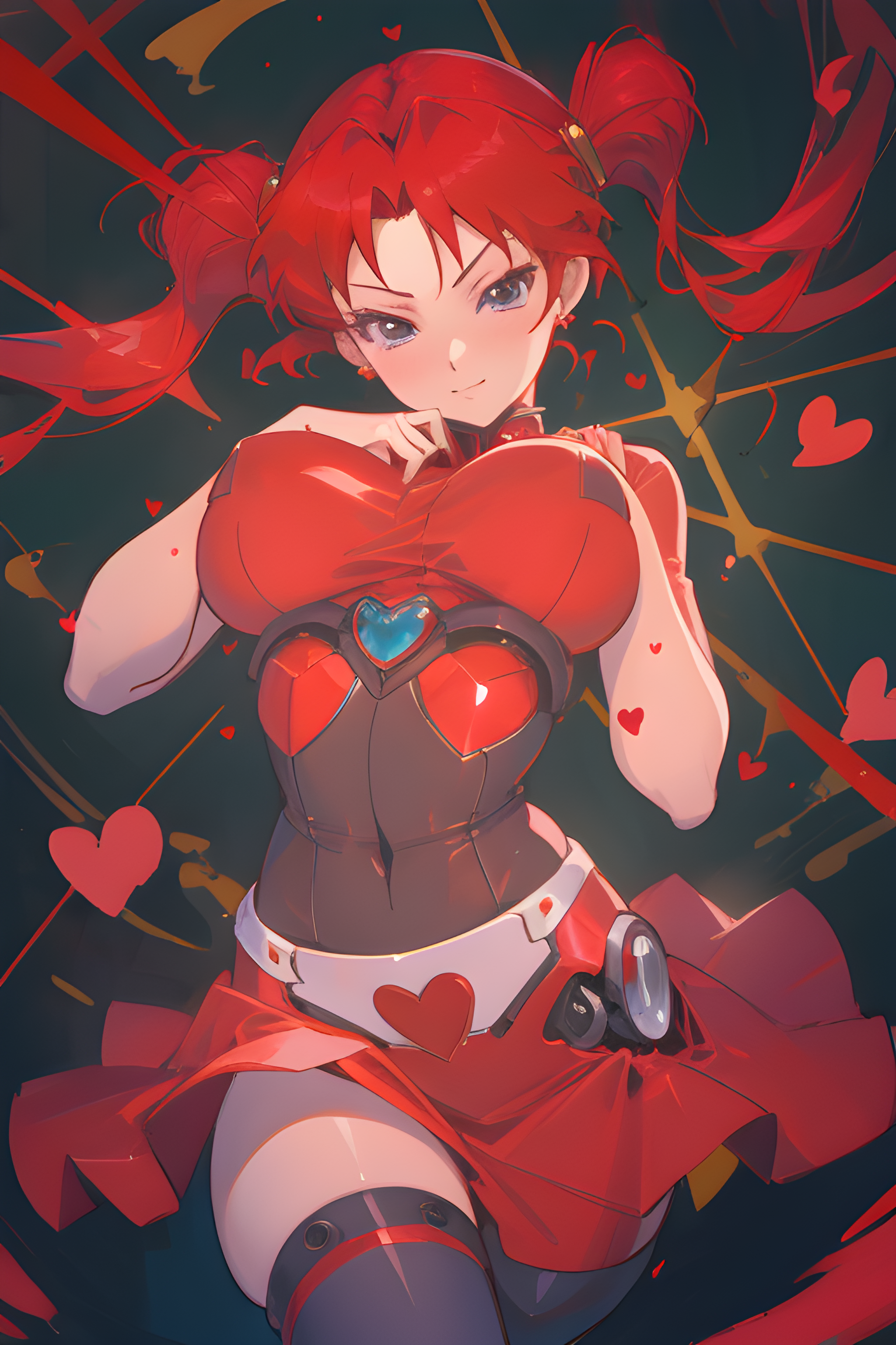 AI generated: Counterfeit-V2.5 prompt: a pretty woman with red hair wearing a red dress, ... (Counterfeit-V2.5 - Anime)