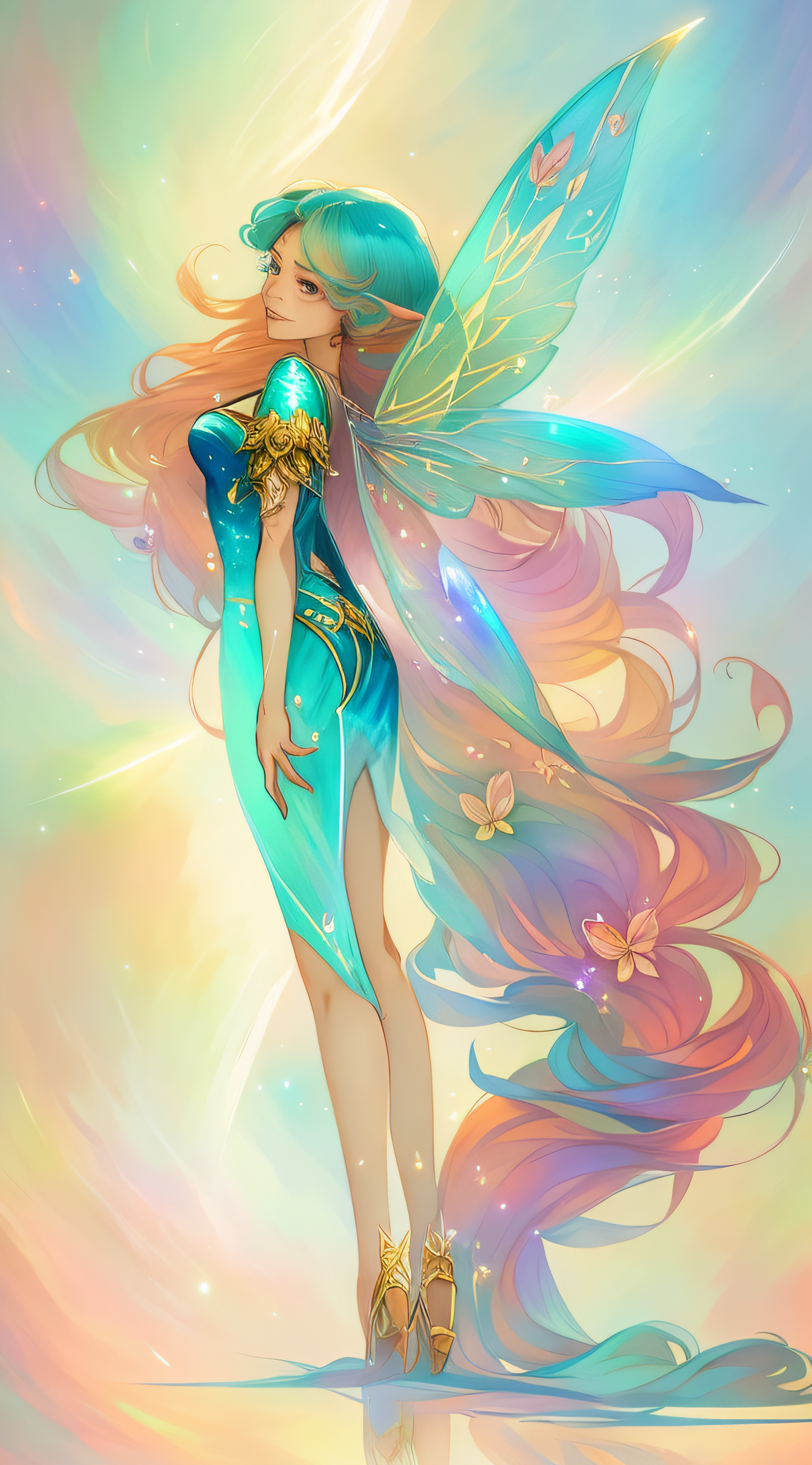DreamShaper prompt: anime - style image of a woman dressed in a fairy ... - DreamShaper