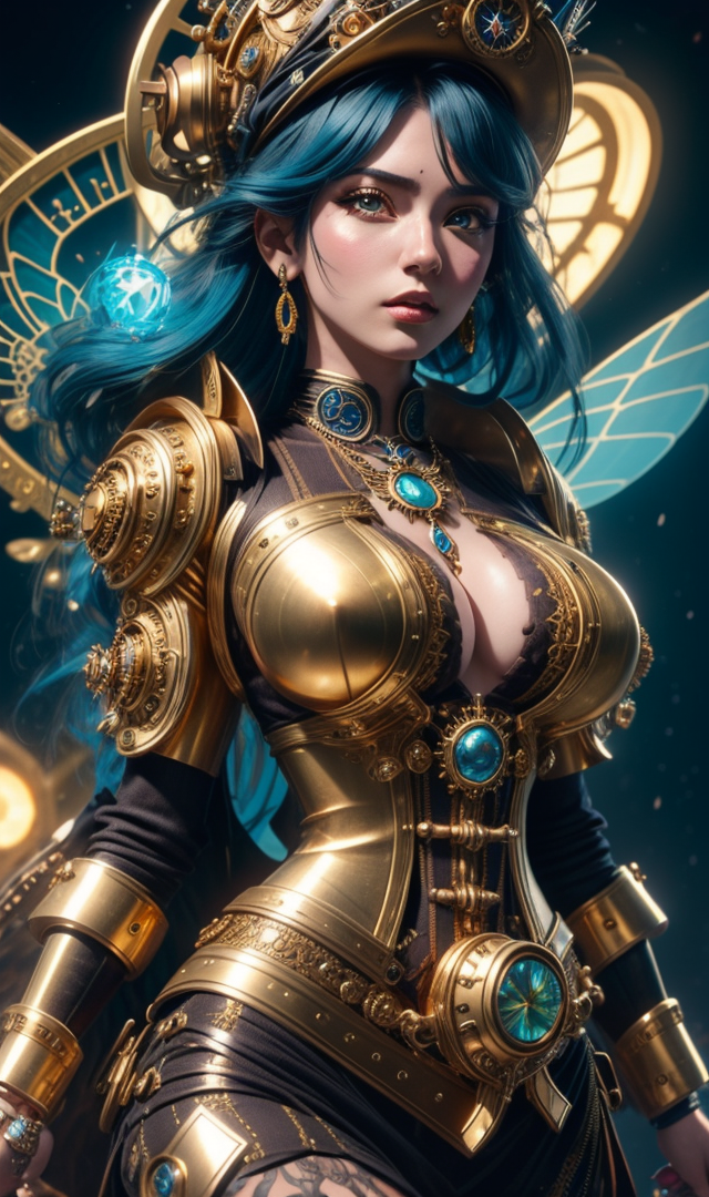 Stable Diffusion prompt: 3d image of a steampunk woman, i...