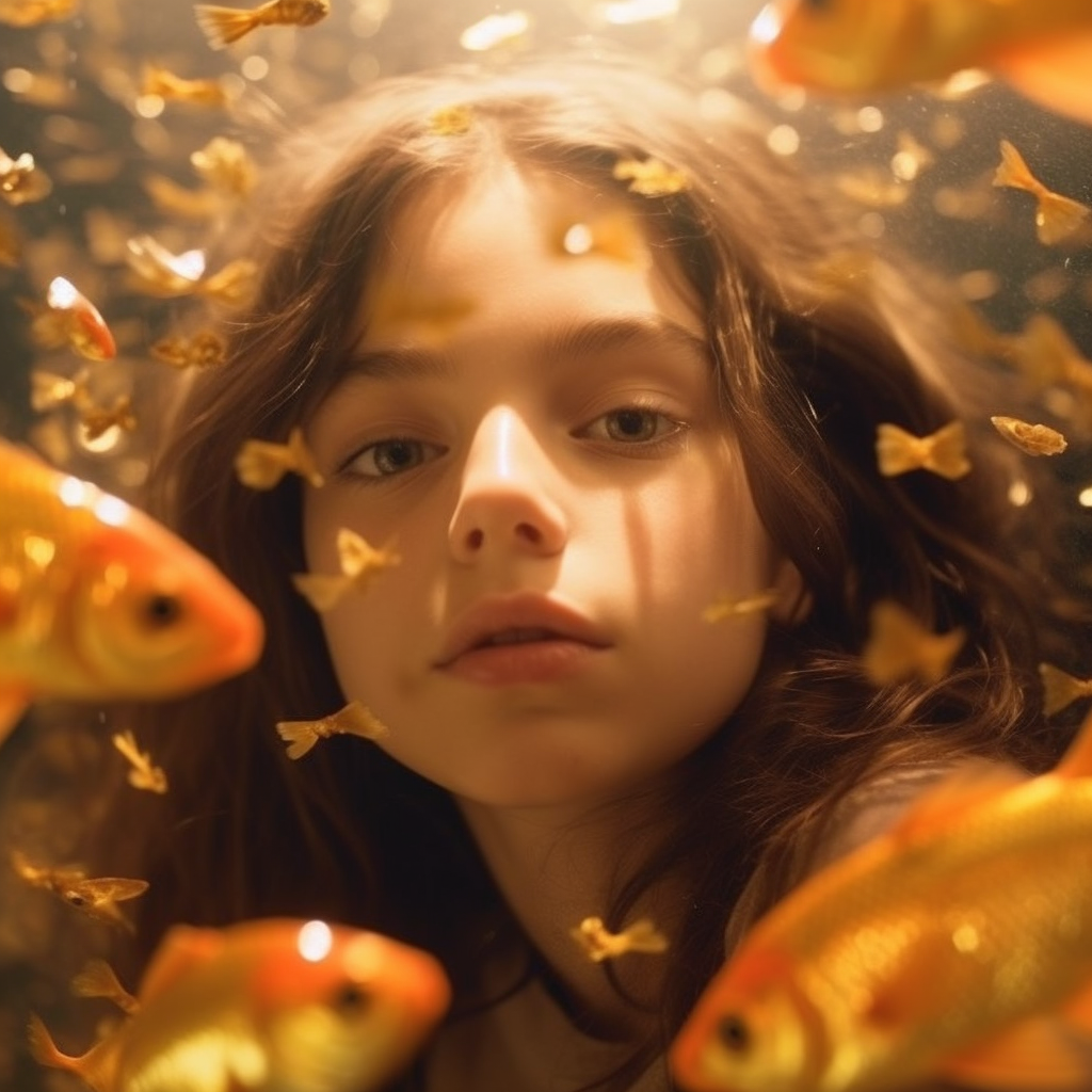 Midjourney prompt: hyper realistic photograph of a girl underwater wi... - Midjourney