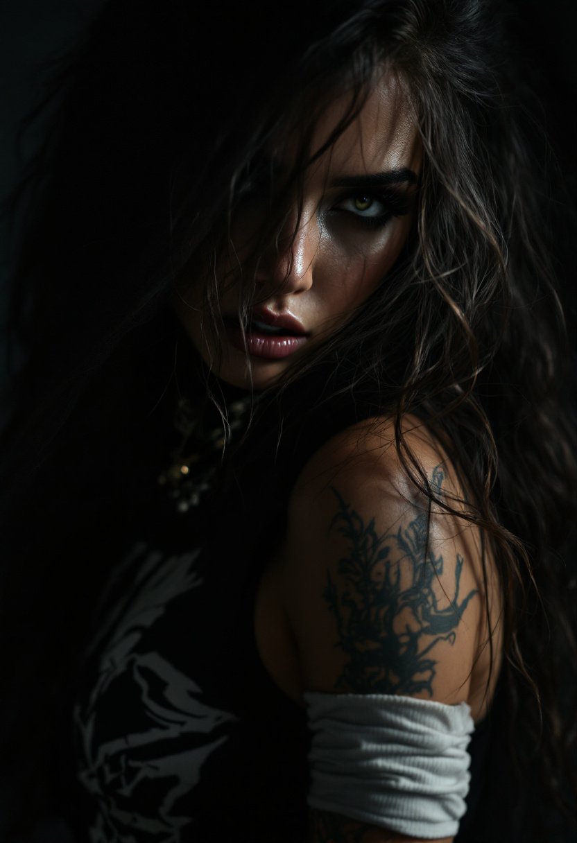 AI generated: FLUX prompt: a moody, cinematic photograph of a mysterious fema... (FLUX - Photography)