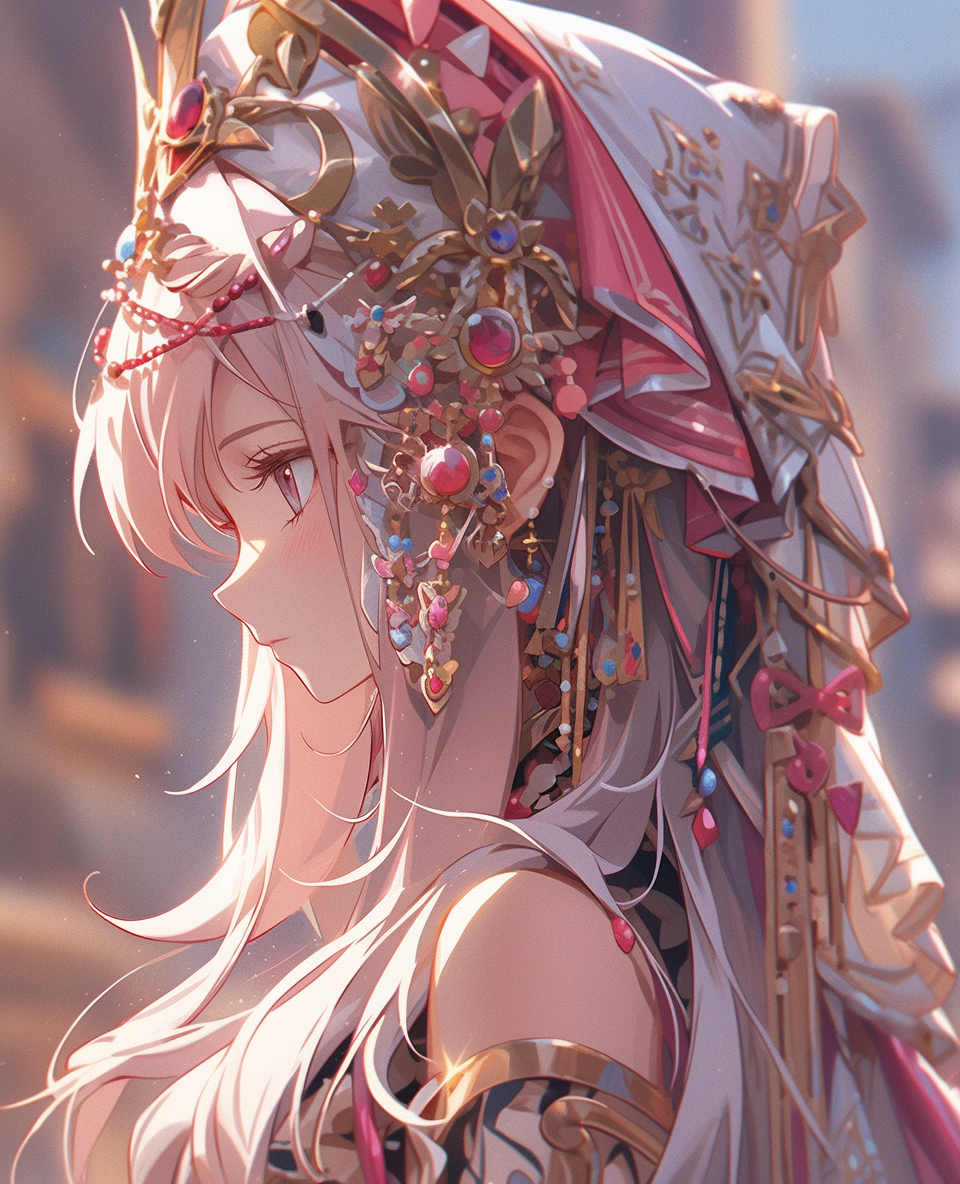 Midjourney prompt: an anime girl in fancy clothing, in the style of r... - Midjourney