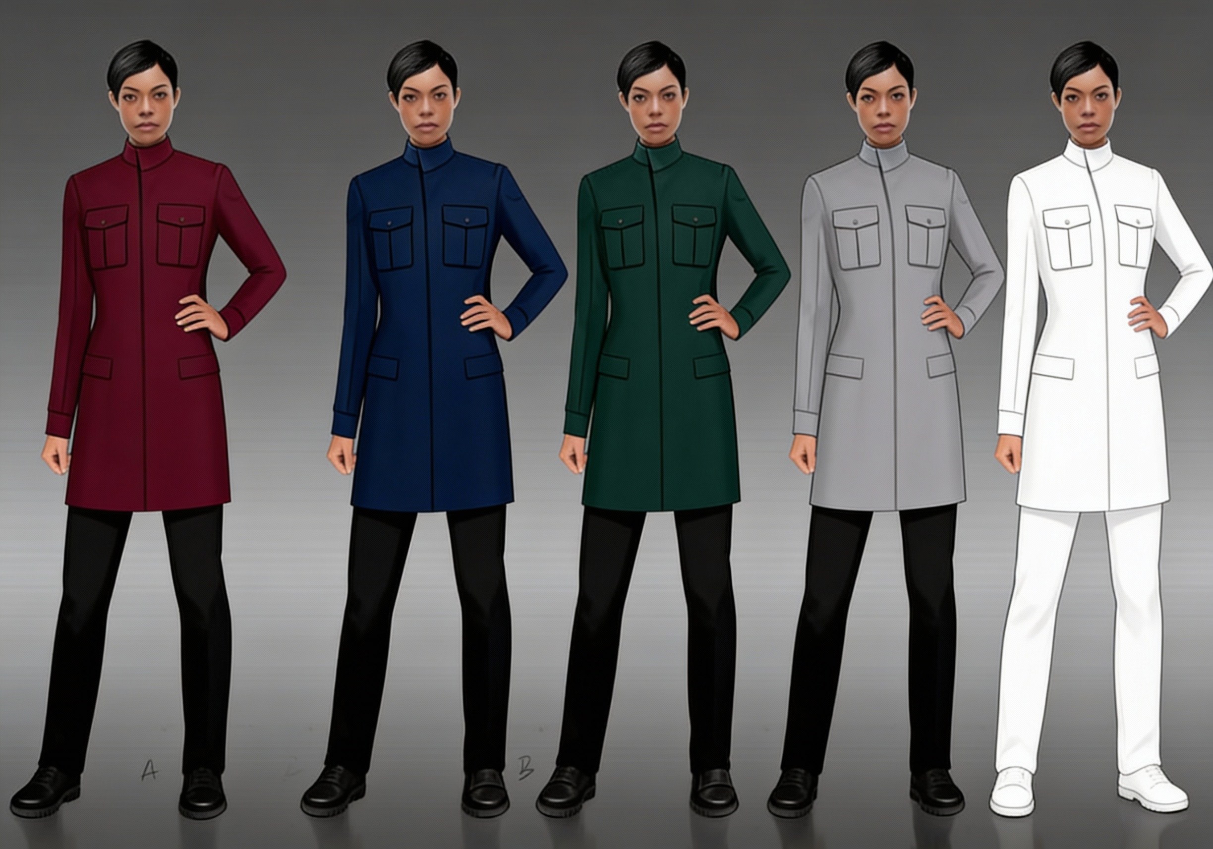 Seedream 4 prompt: Blend these uniforms to create a Sci-F...