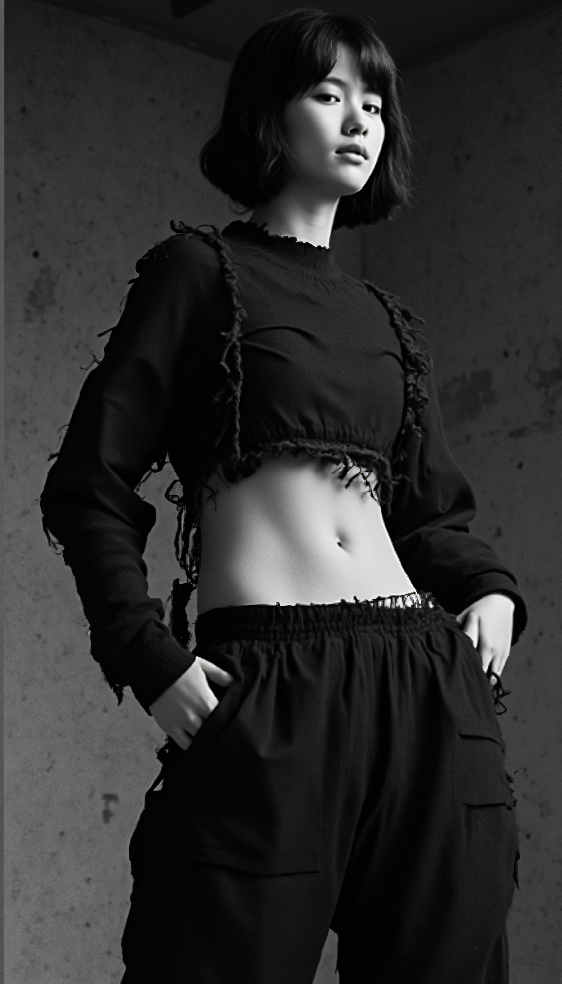 AI generated: FLUX prompt: black and white photography, Brutalist high Fashio... (FLUX - Fashion)