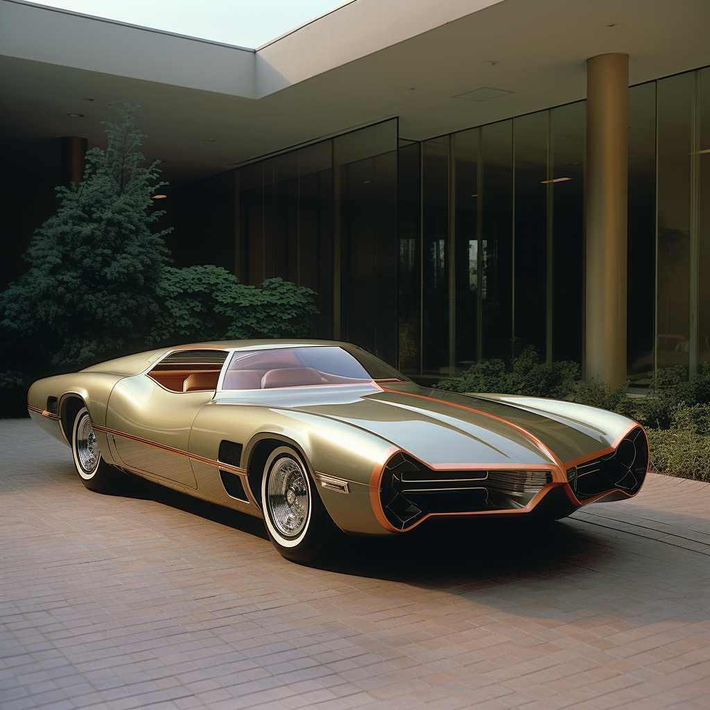 صورة مولدة بالذكاء الاصطناعي: Midjourney prompt: concept car, 1964 (نموذج Midjourney - فن مفاهيمي)