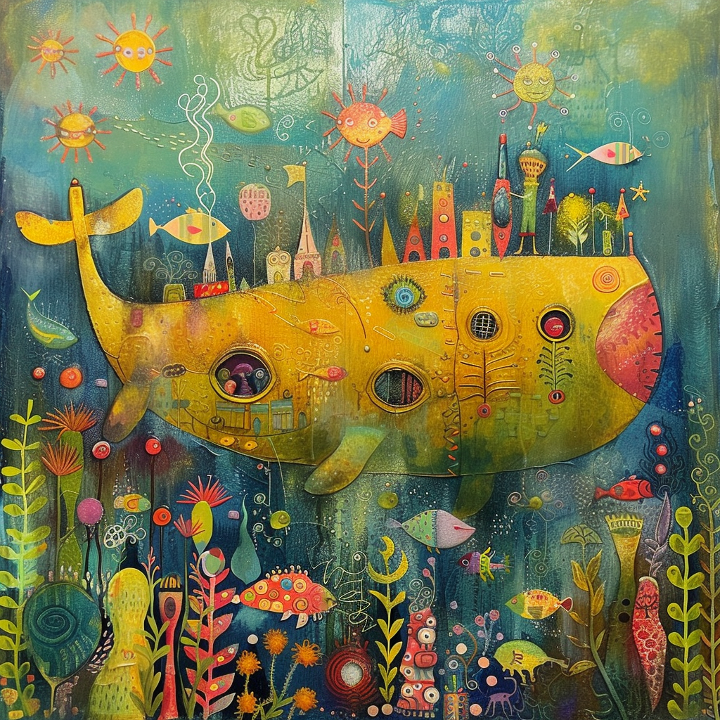AI generated: We all live in a yellow submarine (Midjourney - Concept Art)