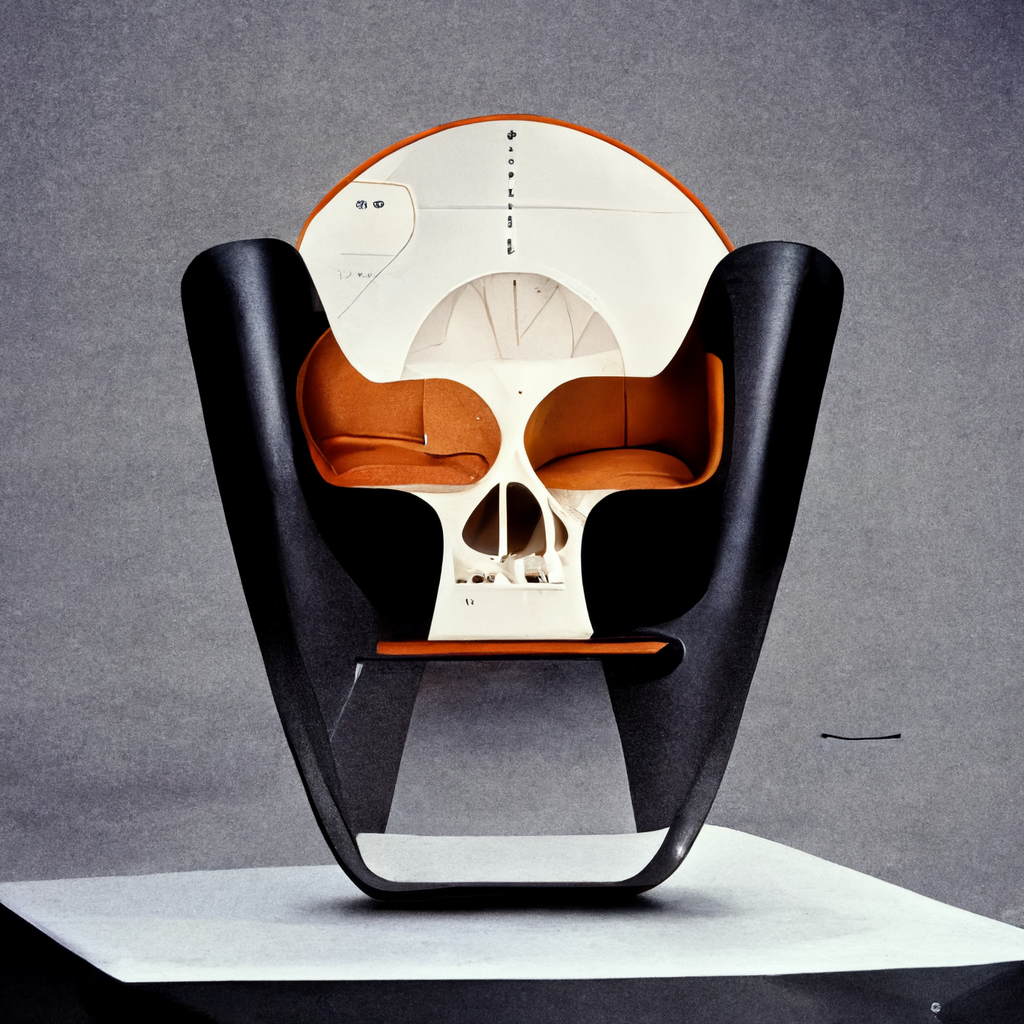 Midjourney prompt: Product design concept of chair shaped...