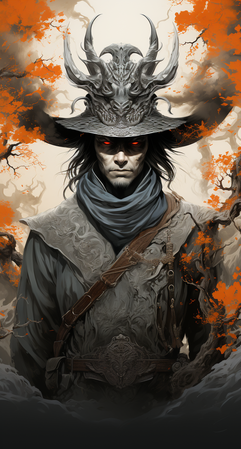 AI generated: Midjourney prompt: japanese samurai in of a dragon, in the style of m... (Midjourney - Portraits)