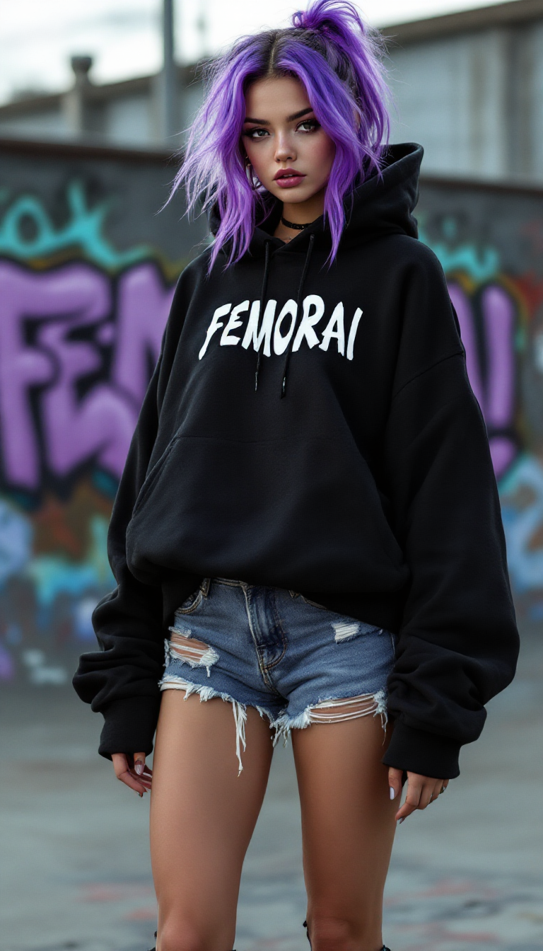 FLUX prompt: A photorealistic image of a stylish girl in edgy s... - FLUX