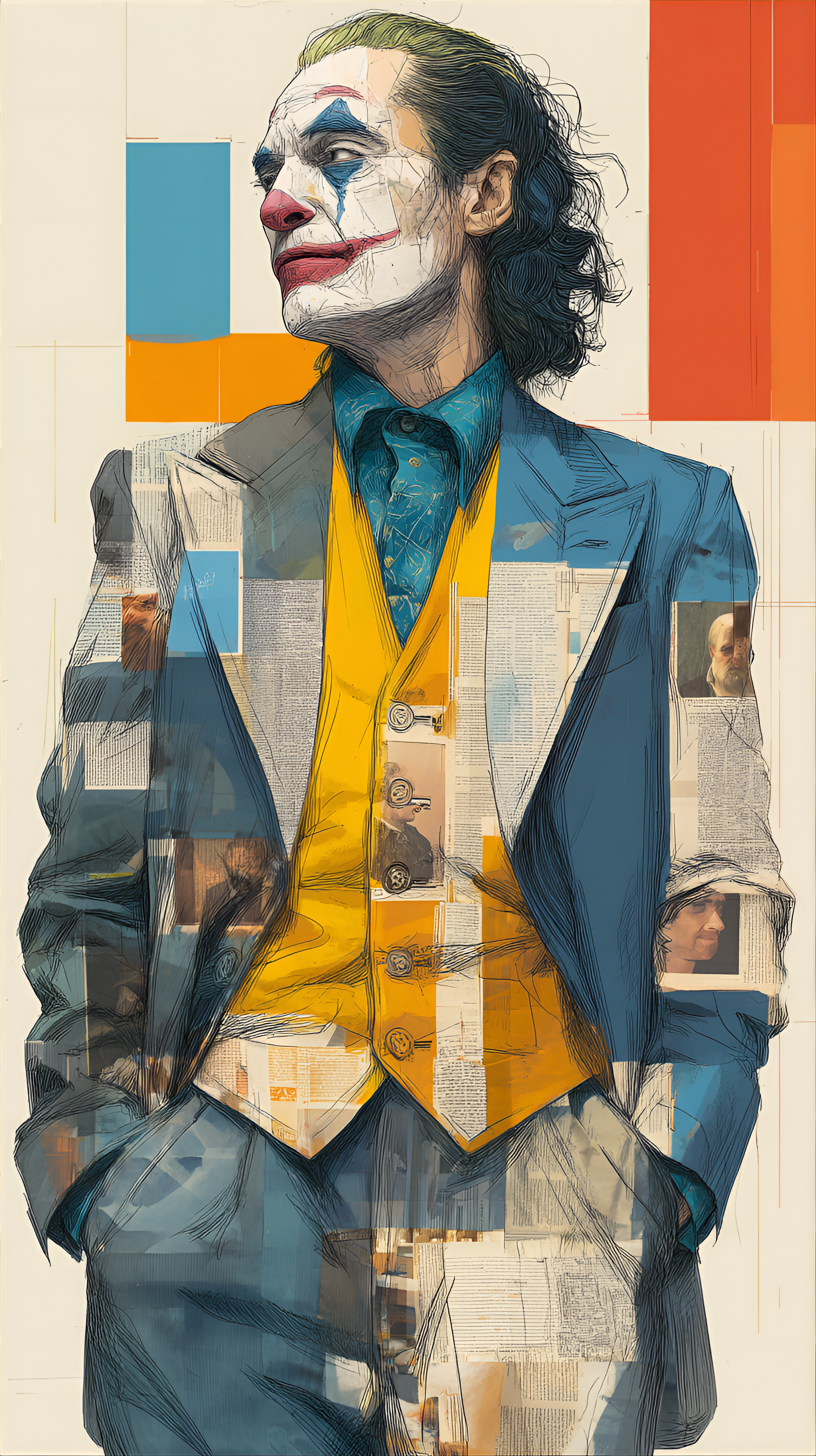 صورة مولدة بالذكاء الاصطناعي: Midjourney prompt: portrait of the Joker character, likely from a mov... (نموذج Midjourney - صور شخصية)
