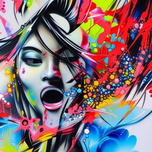 AI generated: Midjourney prompt: a girl screaming in a vibrant style (Midjourney - Fashion)