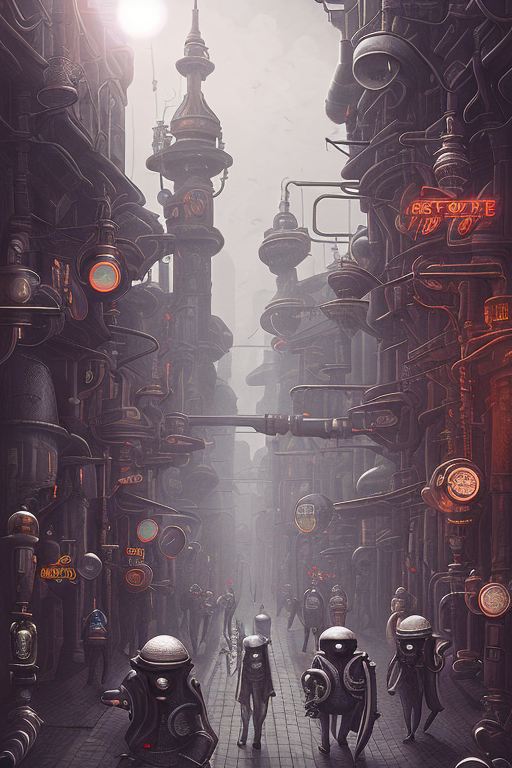 AI generated: Openjourney prompt: A retro-futuristic 16th century city street, stran... (Openjourney - Concept Art)