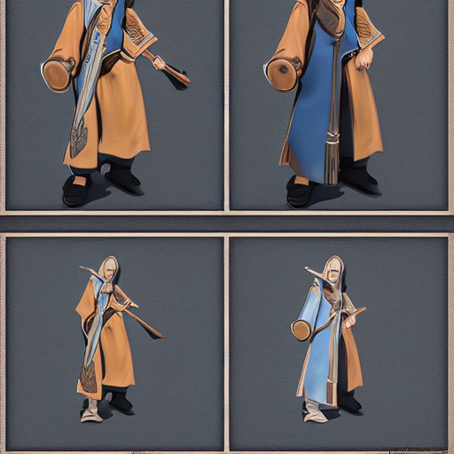 Stable Diffusion prompt: traditional character design she...