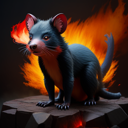 صورة مولدة بالذكاء الاصطناعي: DreamShaper prompt: tasmanian devil, red fire, burning, ashes, 8k (نموذج DreamShaper - فن مفاهيمي)