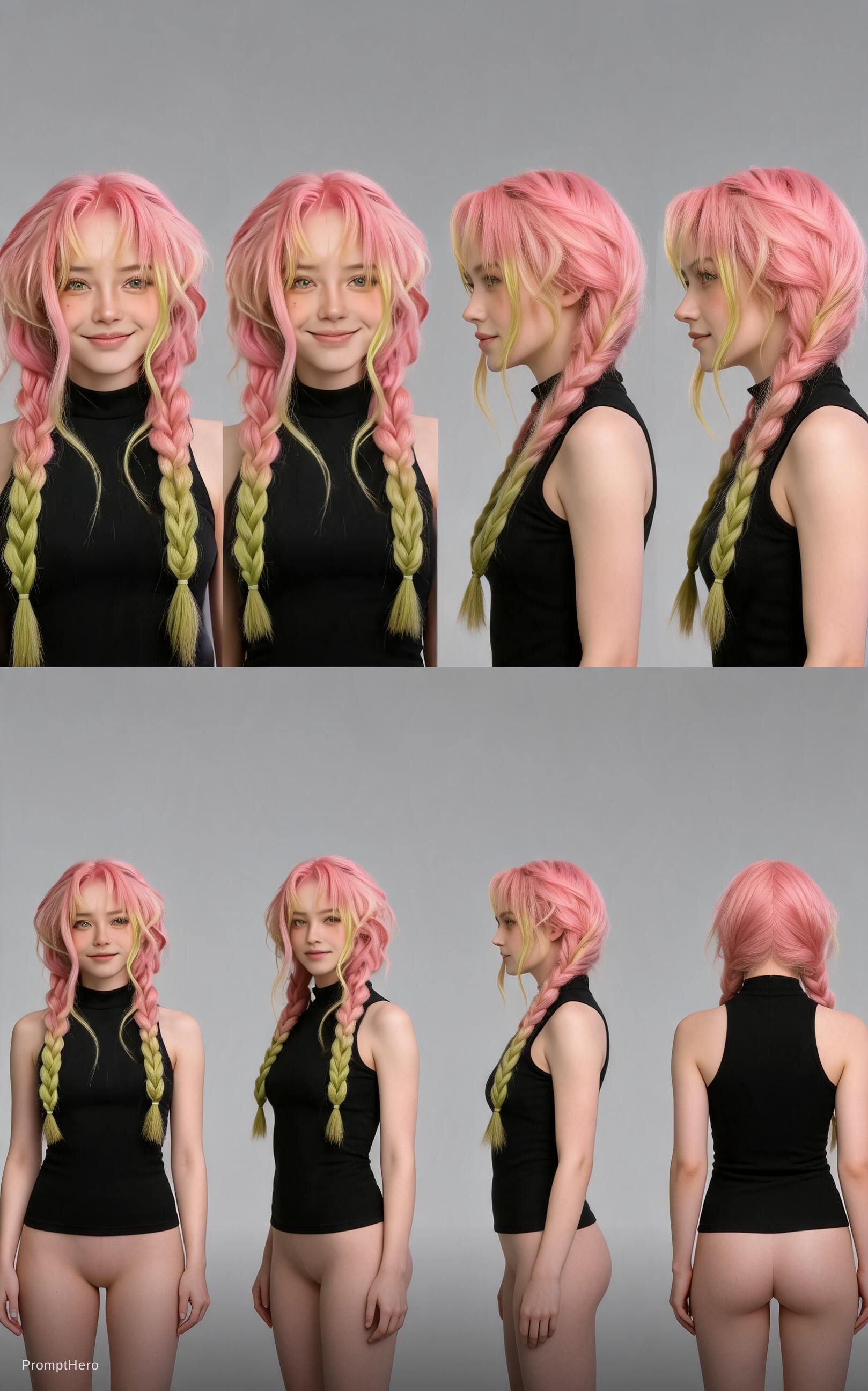 AI generated: Seedream 5 prompt: Create a realistic DSLR character sheet on a grey ... (Seedream 5 - Portraits)