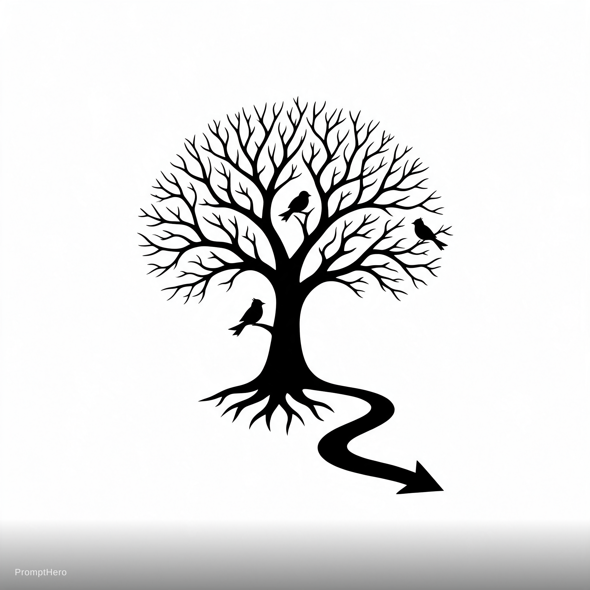 AI generated: Seedream 5 prompt: Tree silhouette no leaves birds in the tree find t... (Seedream 5 - Concept Art)