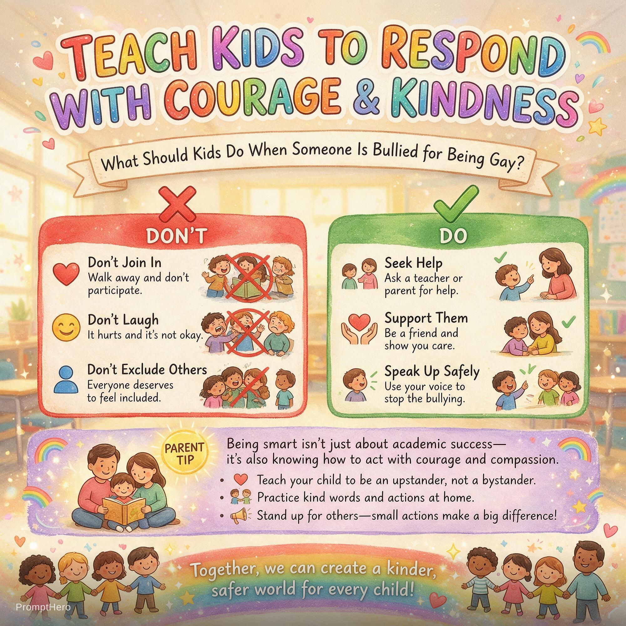 Seedream 5 prompt: 🤝 Teach Kids How to Respond to LGBTQ+ Bullying T... - Seedream 5