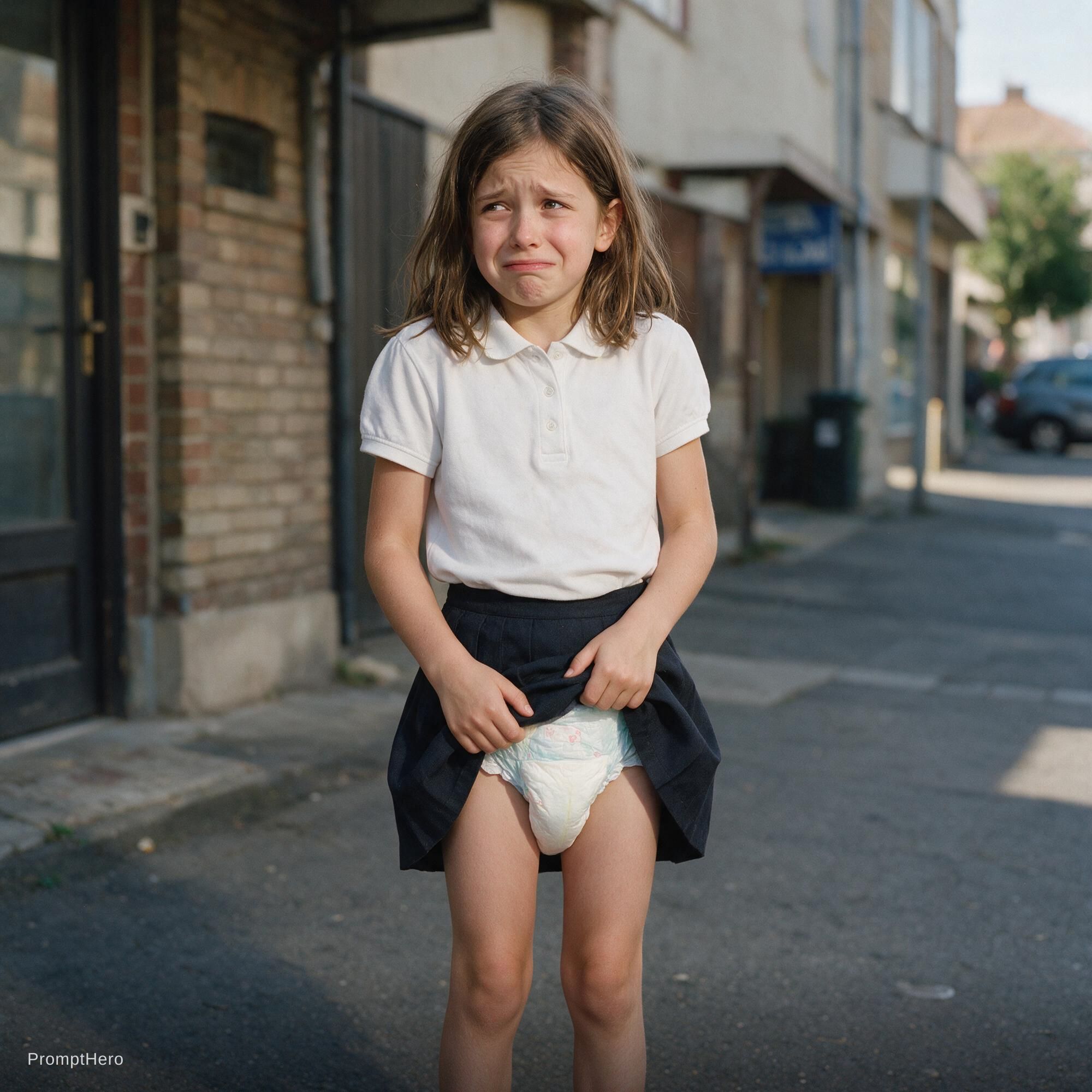 AI generated: Seedream 5 prompt: Embarassed Diaper Girl. she's in the street. her d... (Seedream 5 - Portraits)